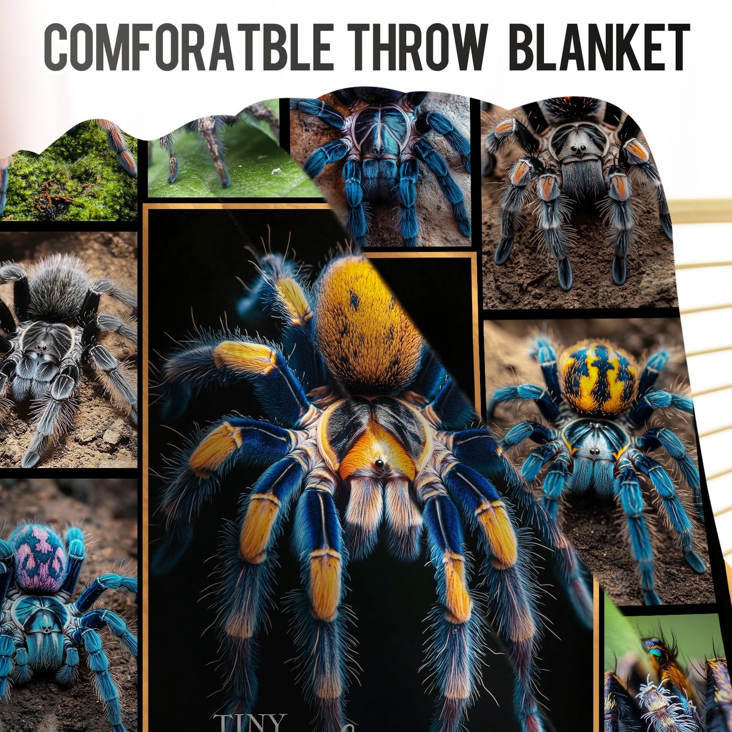 Levens Personalized Spider Blanket Gifts for Tarantula Lovers 60"x50" Custom Blanket with Name, Tarantula Throw Blanket for Men Women Kids Soft Flannel Blanket for Couch Sofa Bed Birthday Gifts Idea