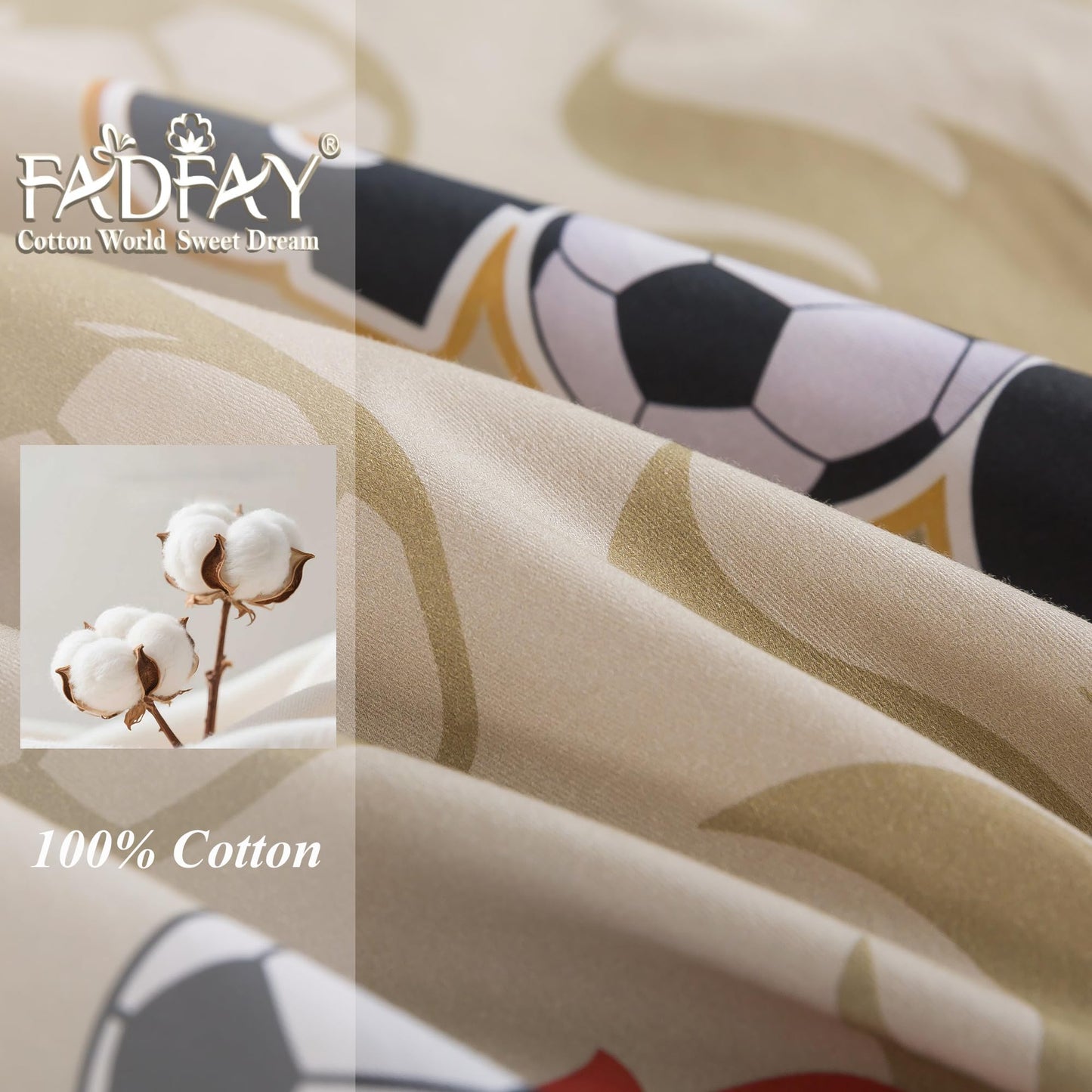 FADFAY 100% Cotton Sheets Set King, Soft Breathable Soccerr Bedding Set, Sage Green