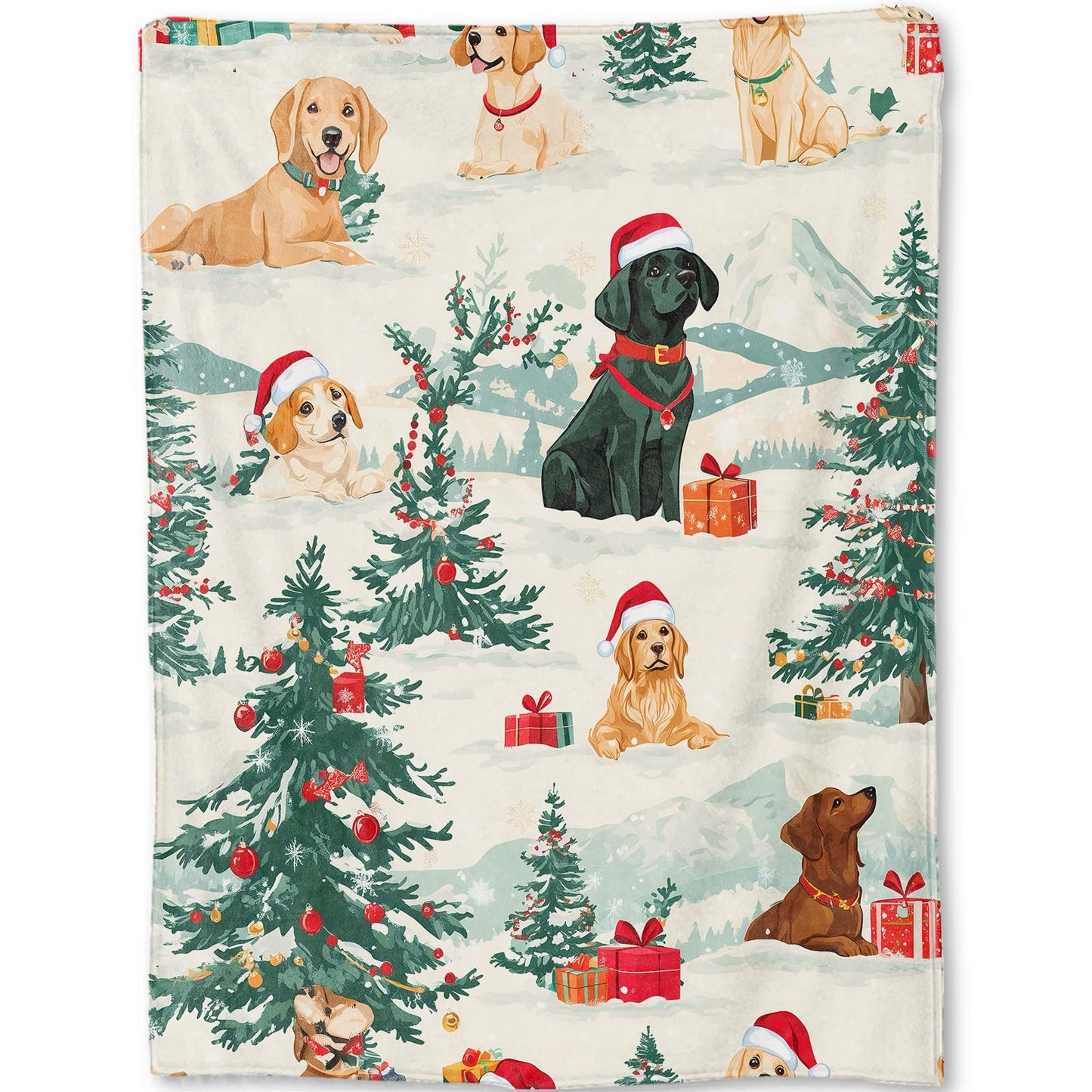 ainori Cute Christmas Dog Blanket - Festive Labrador Puppy Santa Hat Fleece Throw,Gifts for Kids Adult, Soft & Warm,Lightweight, for Holiday Decor,Winter Celebration, and Room Home Accents 50x60in