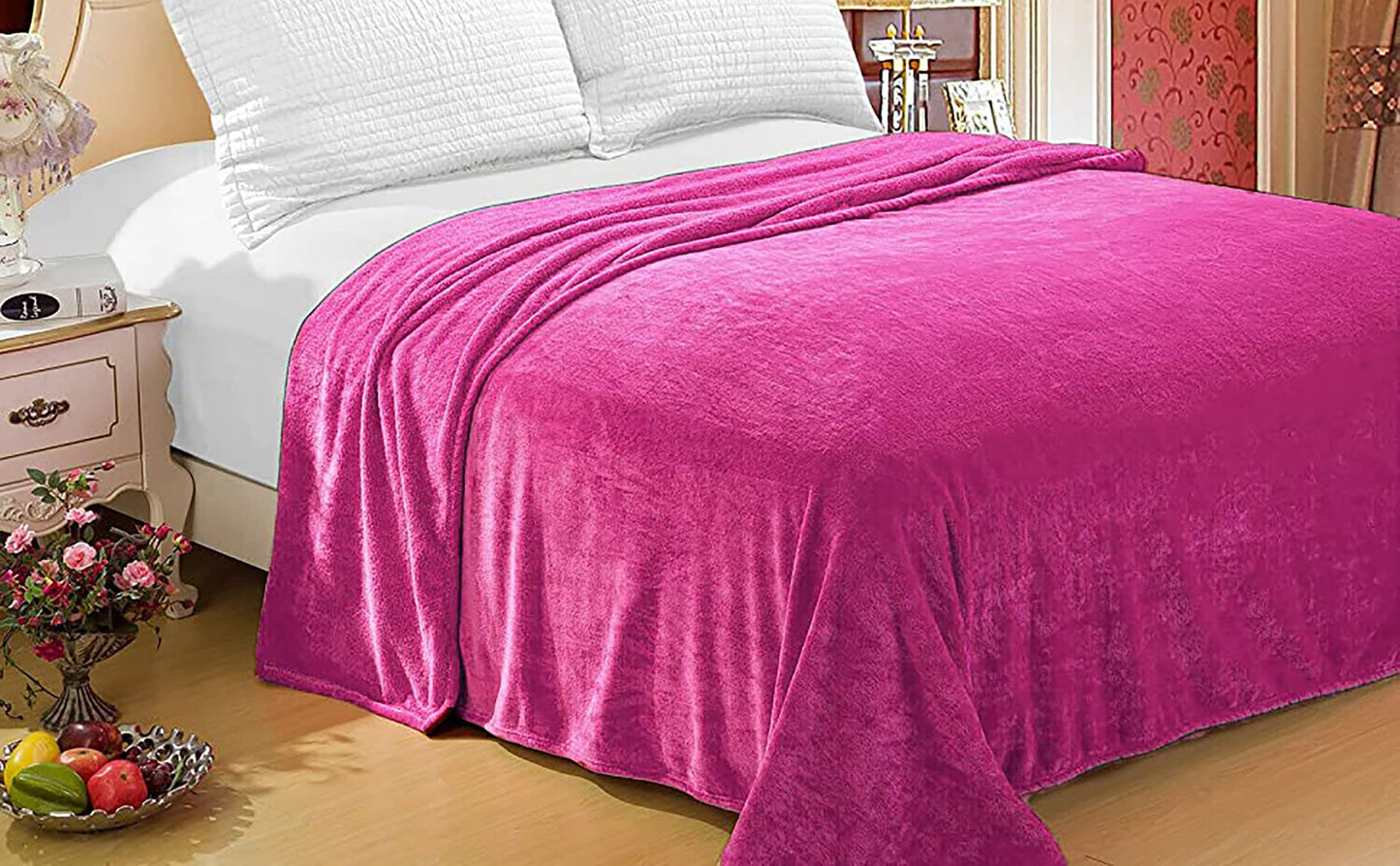 Home Must Haves Solid Hot Pink Super Soft Warm Cozy Plush Premium Bed Throw Blanket, Twin Size (75" x 80")