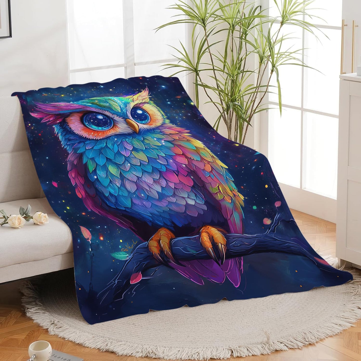 Owl Blanket Cute Owl Throw Blanket Gifts for Women Girls Men Boys Kids Adults Super Soft Cozy Plush Fluffy Fuzzy Fleece Blanket Decor 40''X50''