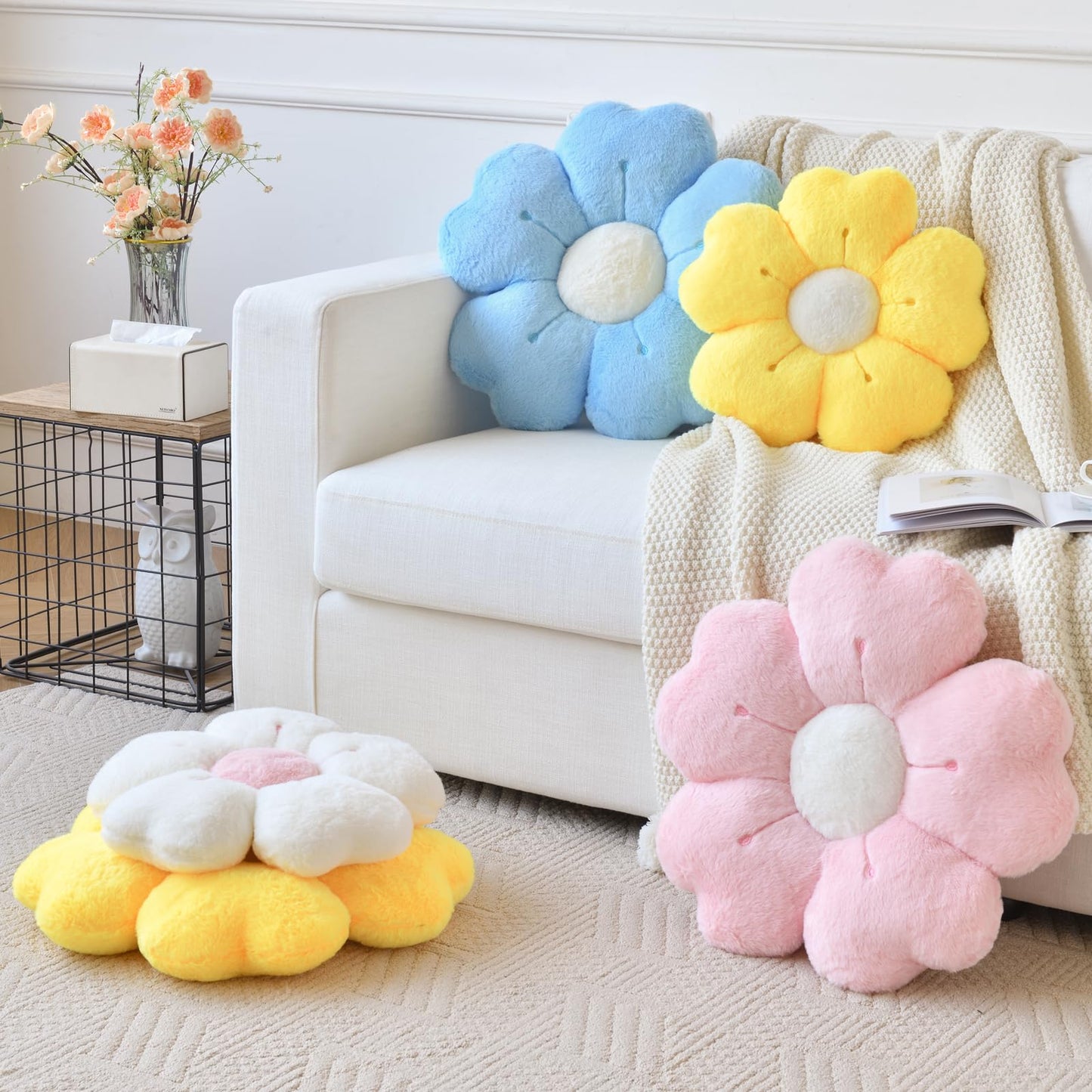 Ddliury Flower Pillow, Cute Decorative Throw Pillows for Couch Bed