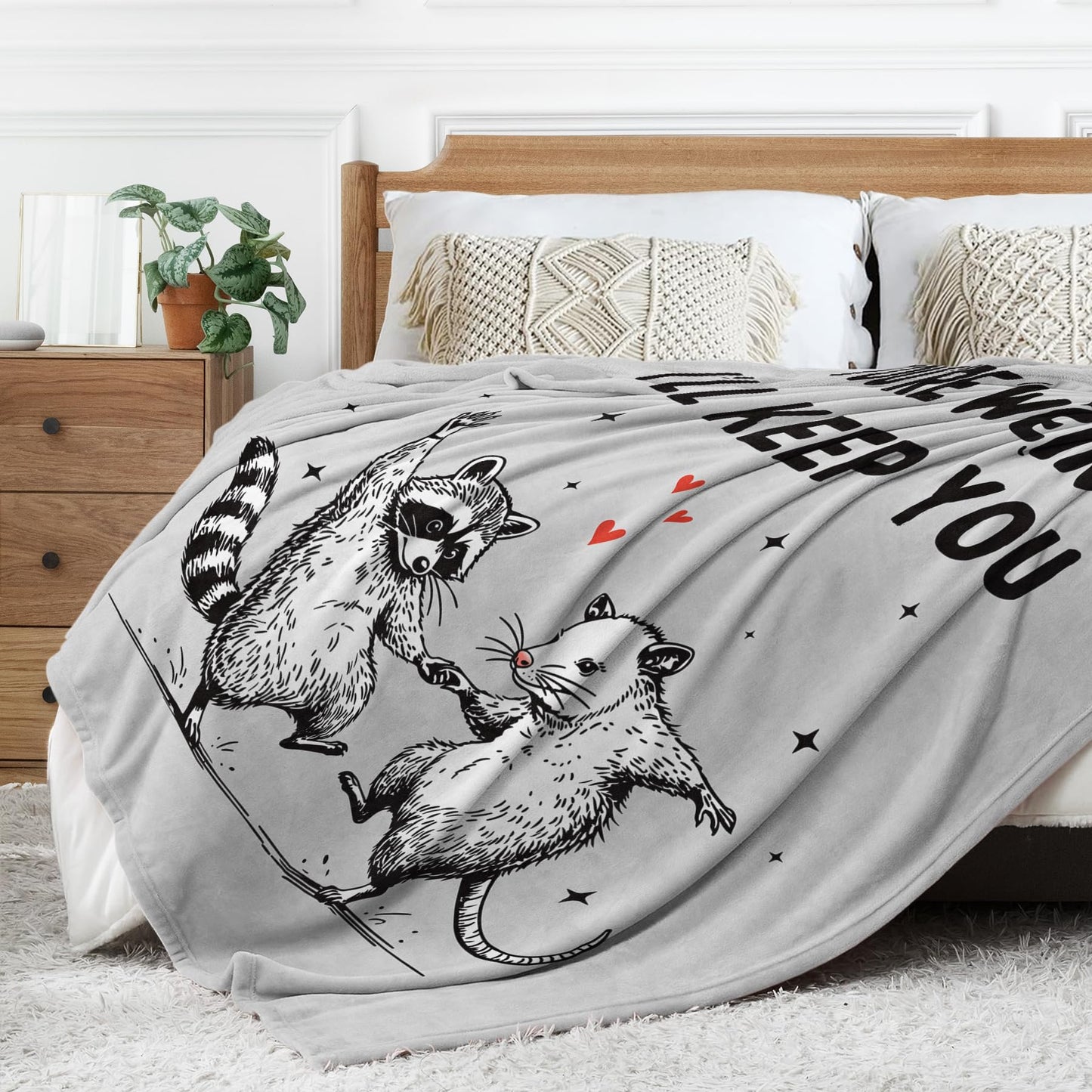 SteadStyle Best Friend Birthday Gifts for Women, Funny “You’re Weird” Blanket for Her Him, Valentines Birthday Gift for Boyfriend Girlfriend, Cute Raccoon Opossum Blanket for Couples Friends Bestie