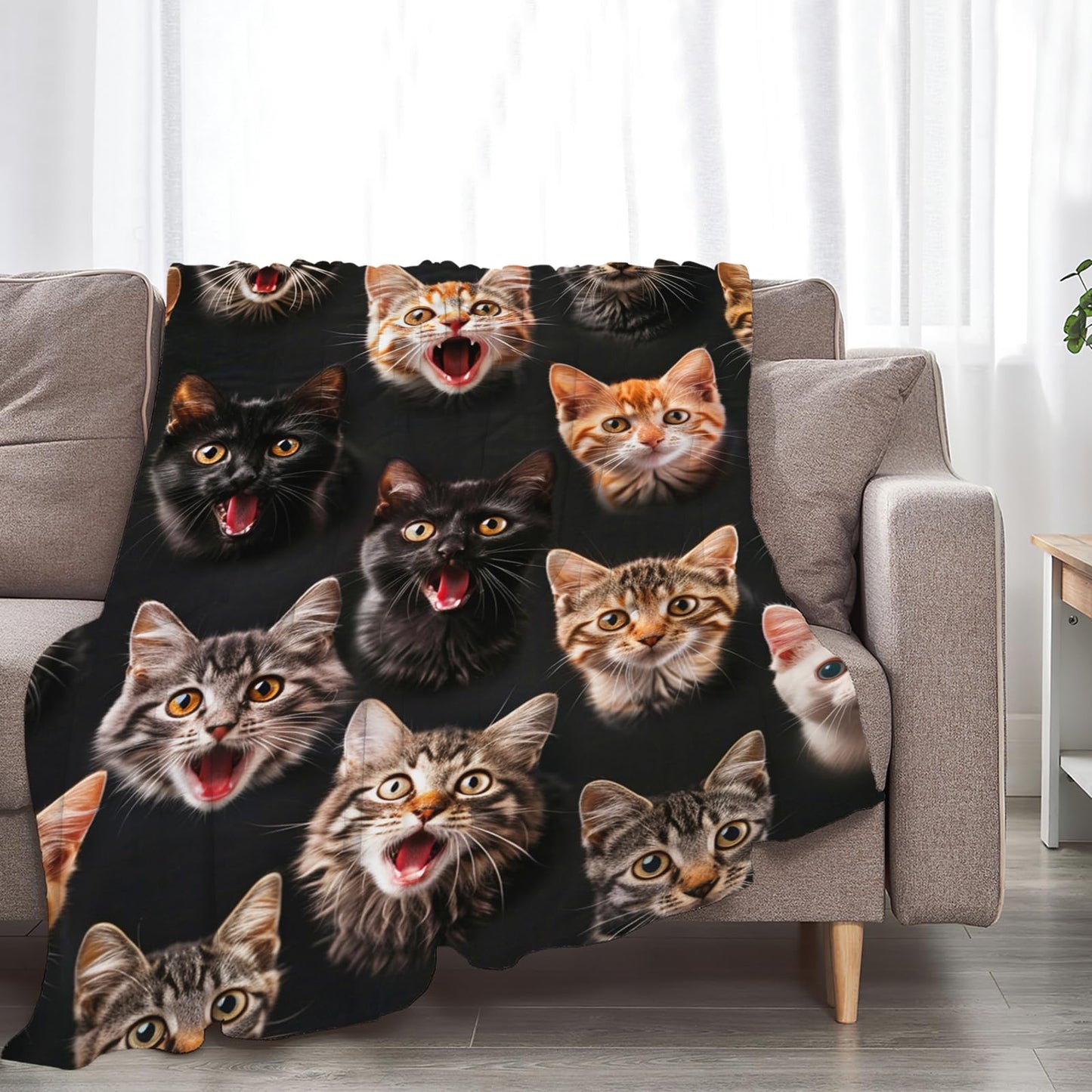 Tijuboni Cats Throw Blanket Cat Gifts for Girls Boys Women Men Kids Adults Soft Flannel Fleece Blanket for Couch Sofa Bed Home Decor 40"x50"
