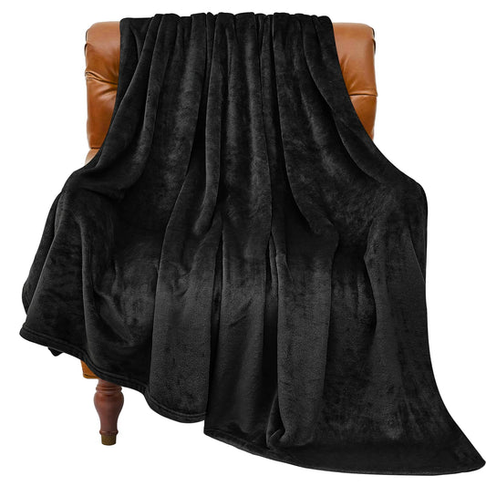 BEDELITE Fleece Blanket Black Throw Blankets for Couch & Bed, Luxury Plush Cozy Fuzzy Blanket 50x60 inches, Super Soft Warm Lightweight Throw Blanket for Travel Camping