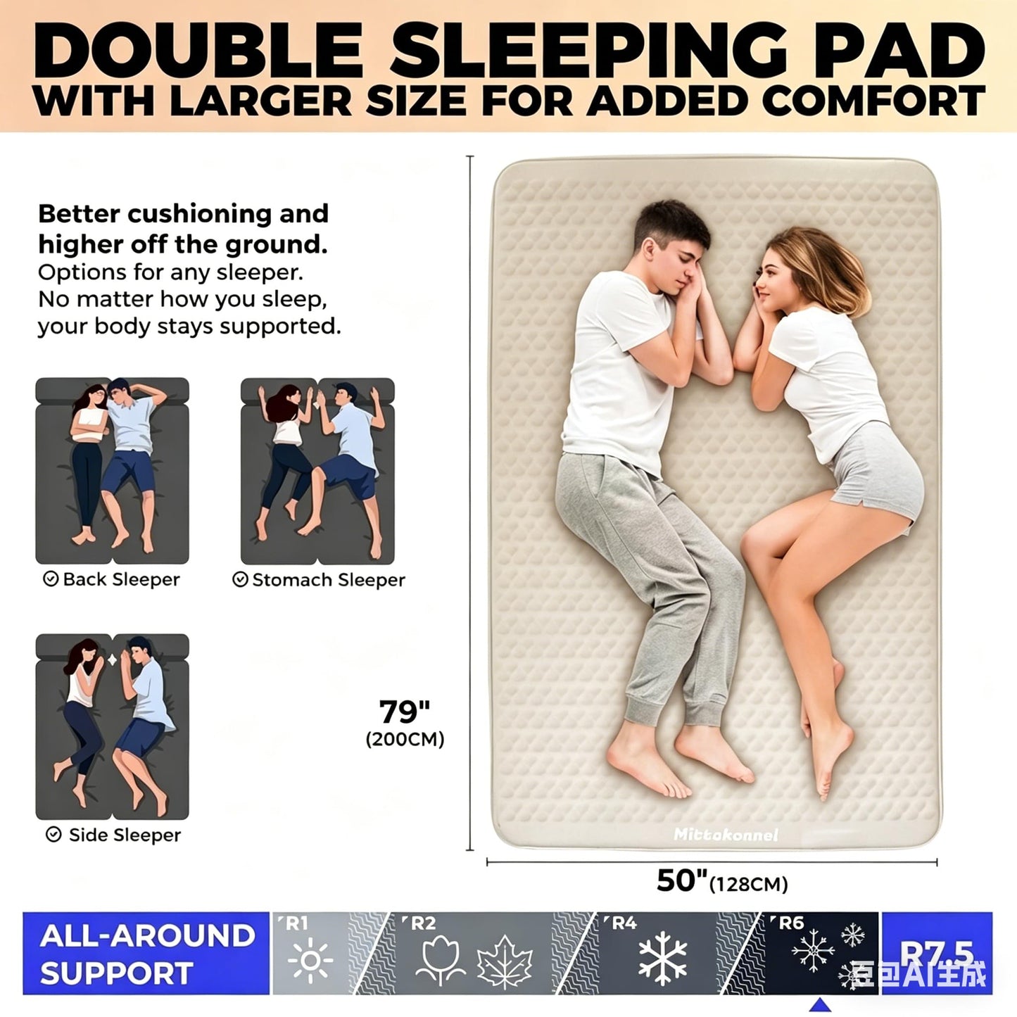 4 inch Camping Foam Mattress Queen pad Double with Electric Pump, 60 Seconds, Ultra-Compressible Compact Foam Camping pad, Insulated Sleeping pad for Tent, car, Camping