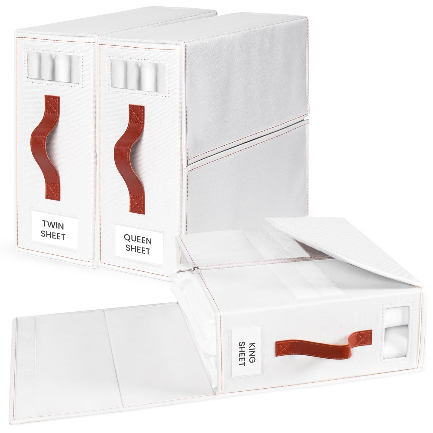 7Vine™ Pack of 3 Foldable Bed Sheet Organizer for Storage and Organization of Bedding Sheets – Premium Linen Closet Organizer with Window for Clothing, Bed Sheets, Blanket, Duvet Covers and Pillow