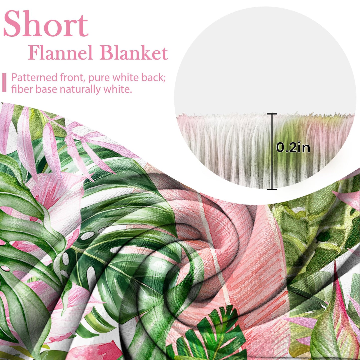 Pdvbiee Pink and Green Tropical Throw Blanket, 50x60 in
