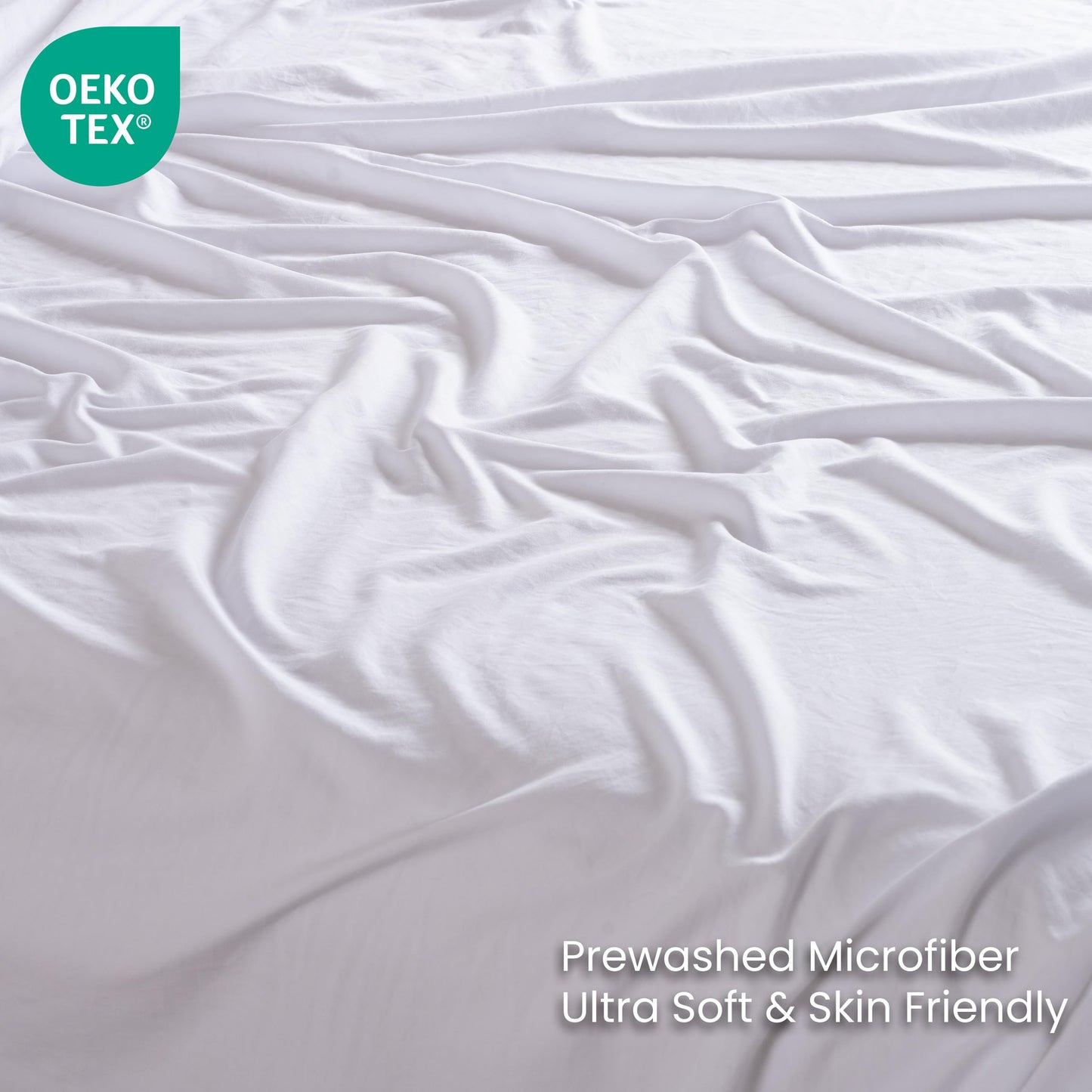 3 Piece Washed Ultra Soft Twin Bed Sheet Set,16inches Deep Pocket White Fitted Sheet Twin Size & Flat Sheet & Pillowcase, Prewashed Brushed Microfiber - Breathable, Fade Resistant,Easy Care