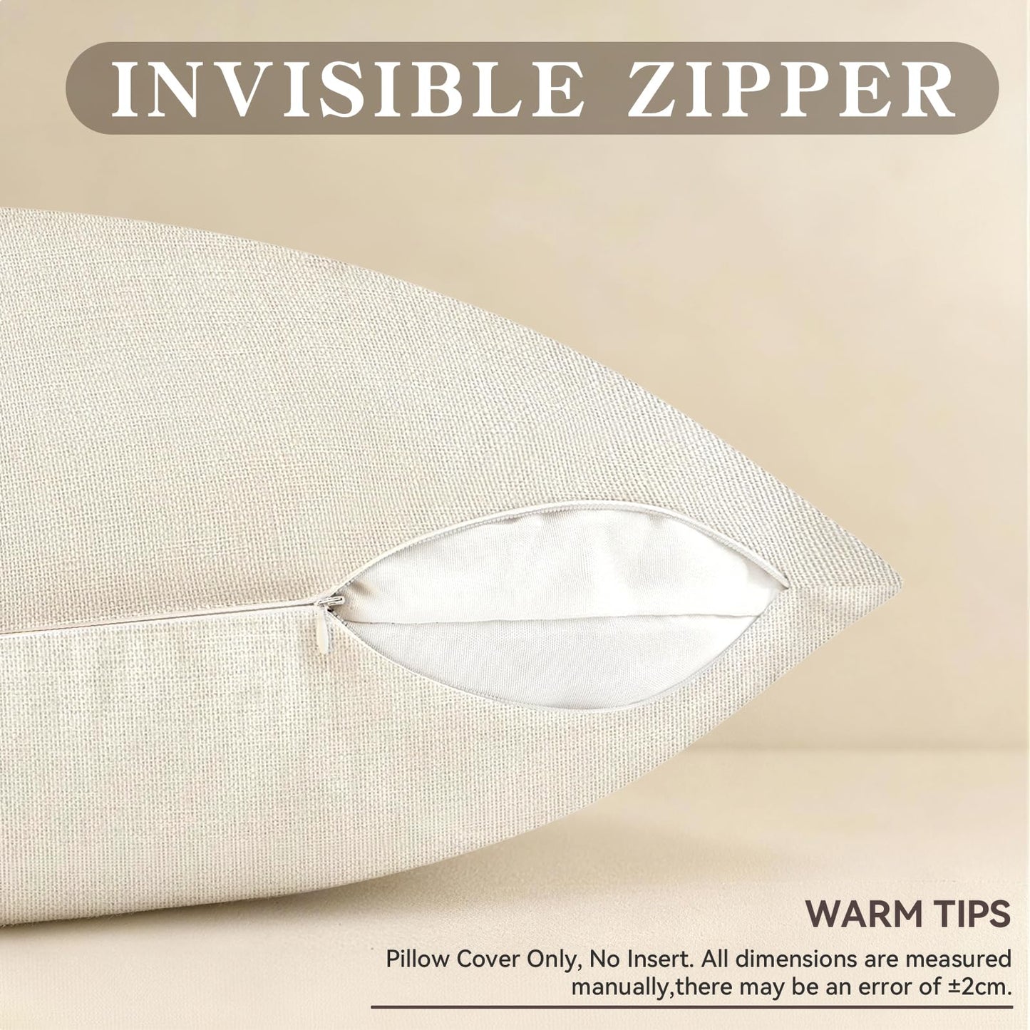 ORMAN Beige Gold 18x18 Marble Pillows Covers Set of 4 Decorative Pillowcase Cushion Cover for Car Sofa Bedroom