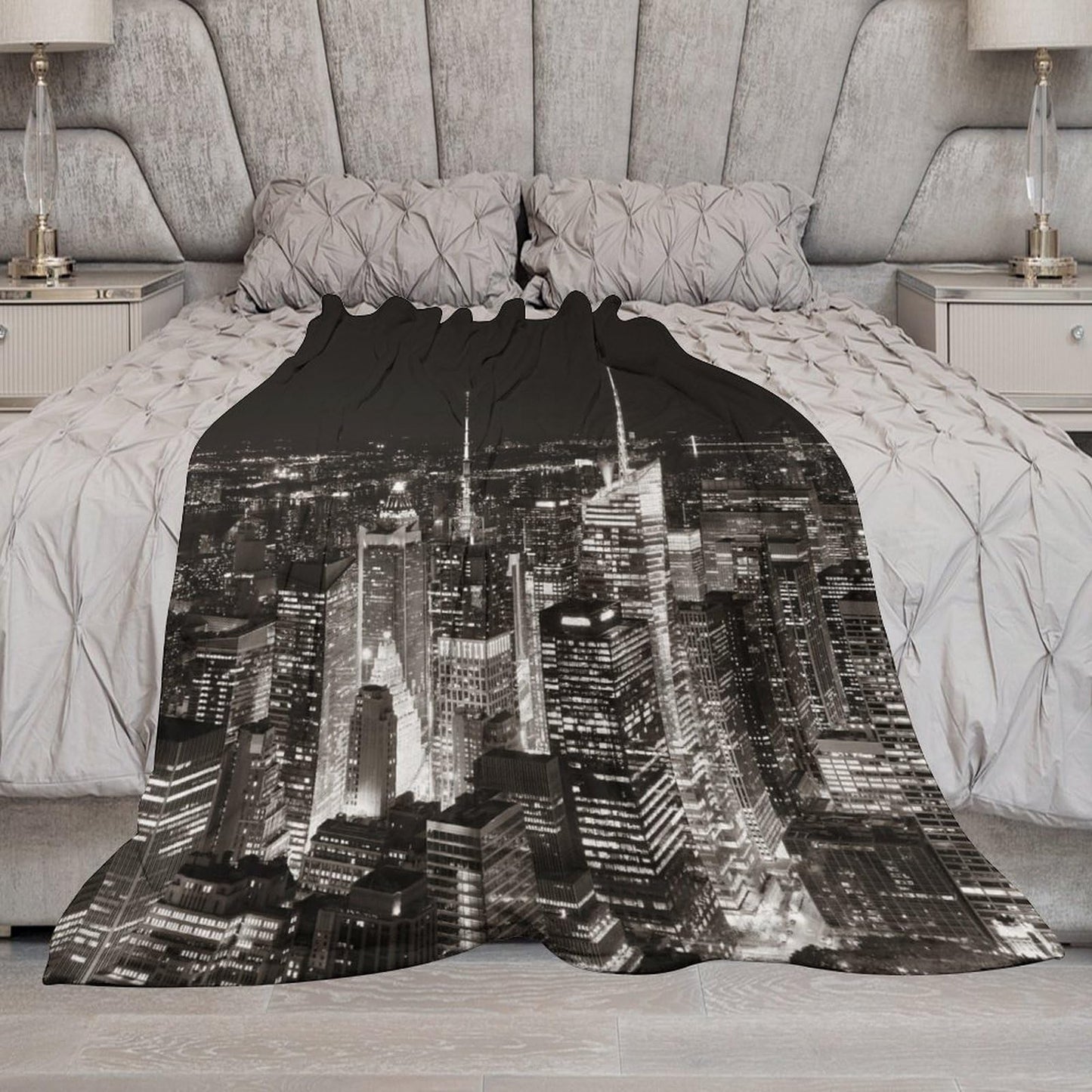 City Landscape Throw Blanket,New York Manhattan Night Cityscape Light Pattern Soft Cozy Warm Flannel Blankets for Sofa Couch Bed Gifts for Lover Kids Boys Grils Women Adults 30x40 Inch