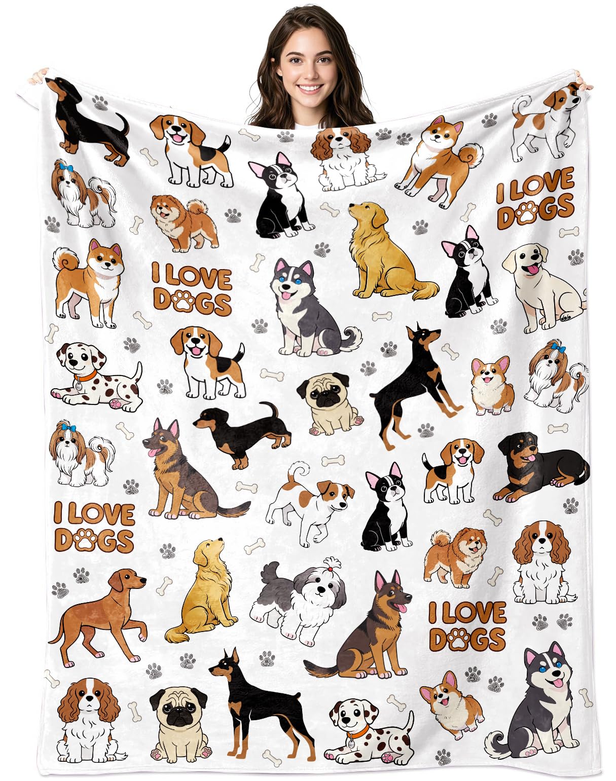 Dog Blanket Dog Gifts for Dogs Lovers Soft Flannel Dogs Stuff Throw Blanket Birthday Bedding Decor Gifts for Girls Women Kids 50"x40"