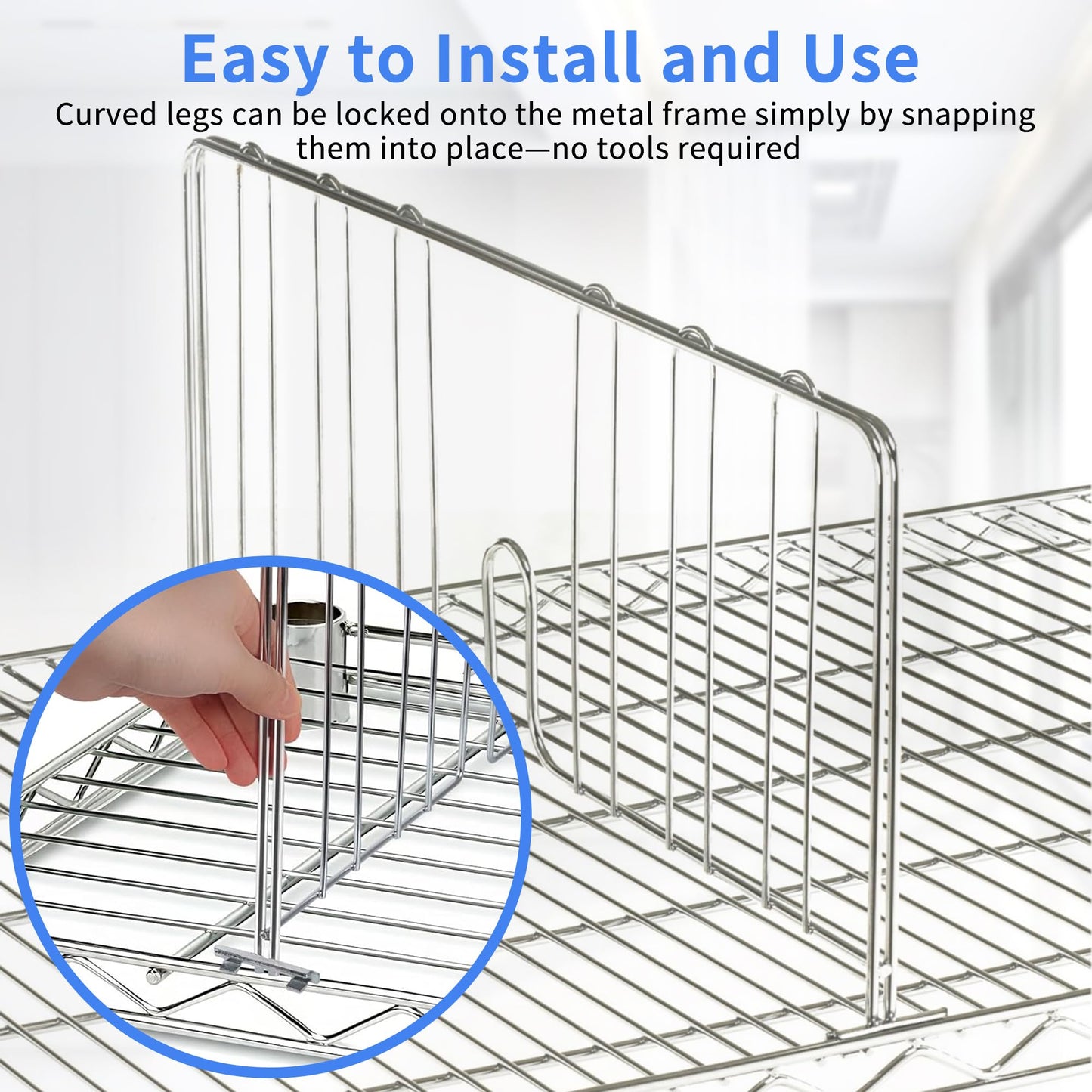 awagas 6 Pack 18" W Wire Shelf Dividers, No Tool Chrome Plated Steel Shelf Separators for Wire Shelving, Organizers for Garage, Kitchen, Pantry, Office, Warehouse Storage