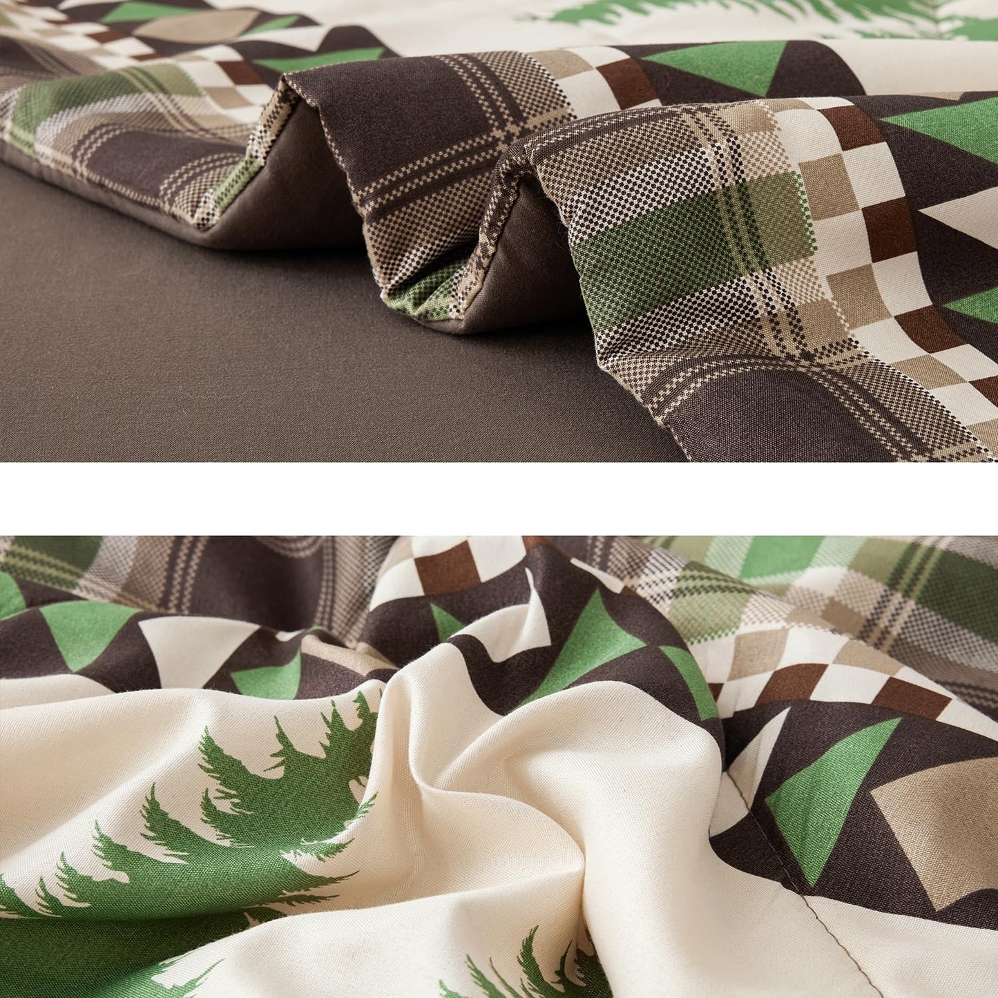 Smuge Lodge Moose Comforters Queen Size Set - 7 Pieces Bed in a Bag Bear Rustic Cabin Country Comforter Sets Queen Bed, Down Alternative Bedding Sets, Sheets, Pillowcases & Shams(Coffee Green)