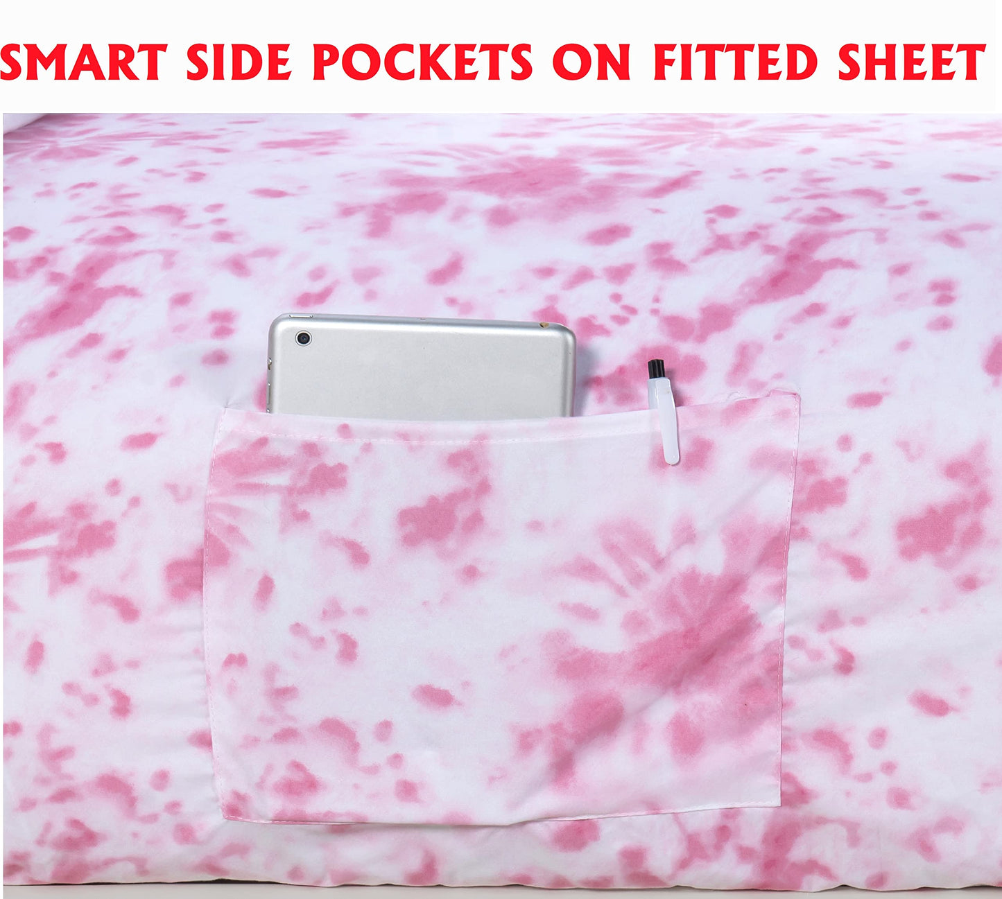 Elegant Comfort Luxury Soft Bed Sheets Tie Dye Pattern 1500 Thread Count Percale Egyptian Quality Microfiber Softness Wrinkle and Fade Resistant (4-Piece) Bedding Set, Twin XL, Tie Dye Light Pink