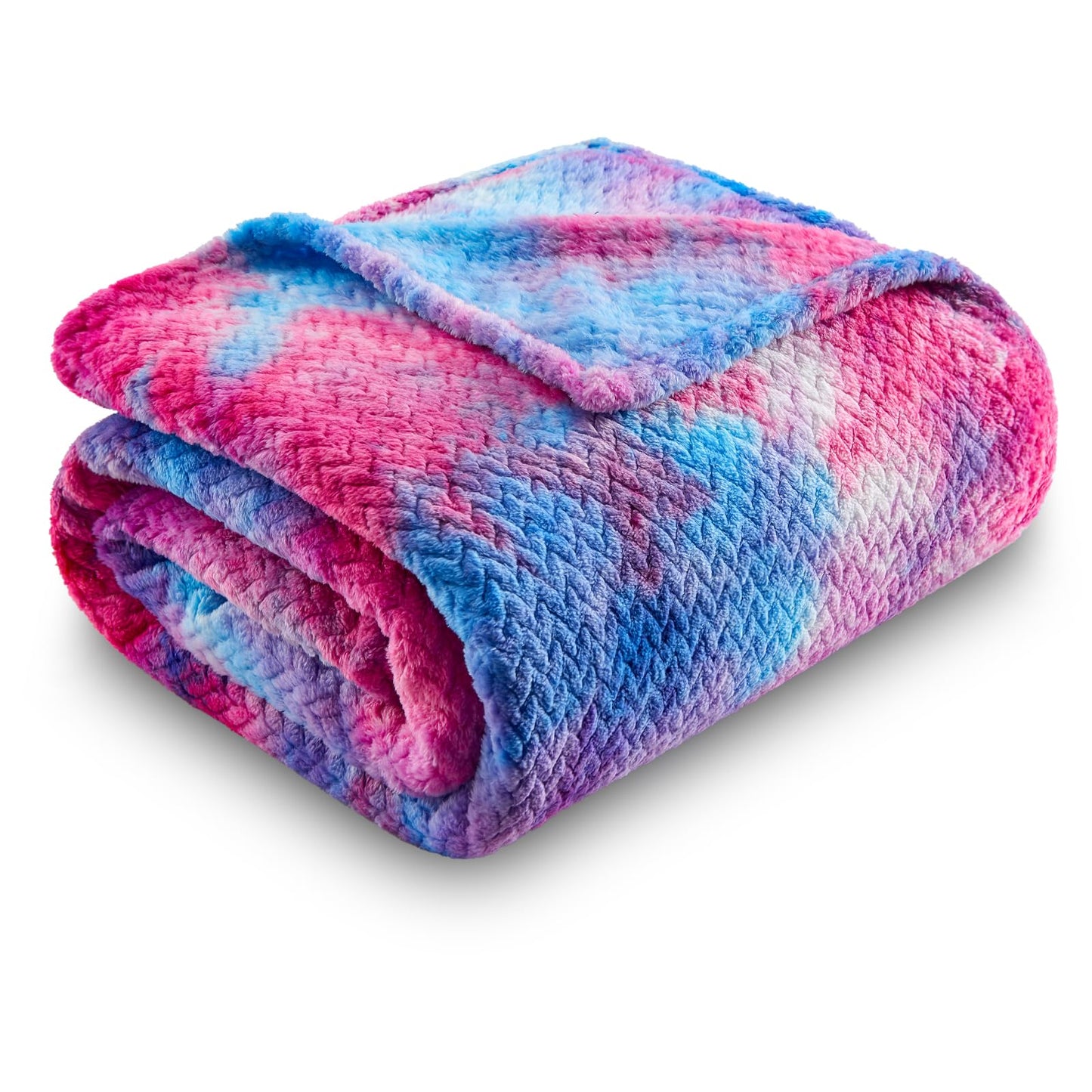 NEWCOSPLAY Super Soft Throw Blanket Deep Purple Rainbow Premium Silky Flannel Fleece Leaves Pattern Lightweight Bed Blanket All Season Use (Deep Purple Rainbow, Throw(50"x60"))
