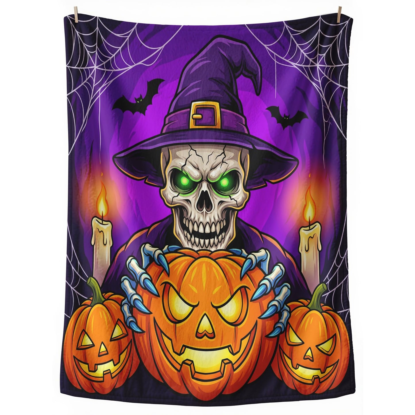 GEDAEUBA Halloween Throw Blanket for Couch - Scary Skeleton Pumpkin Bat Spider Web Fleece Blanket King Size, Soft Cozy Blankets & Throws for Couch, Bed, and Sofa, 90x108 inches