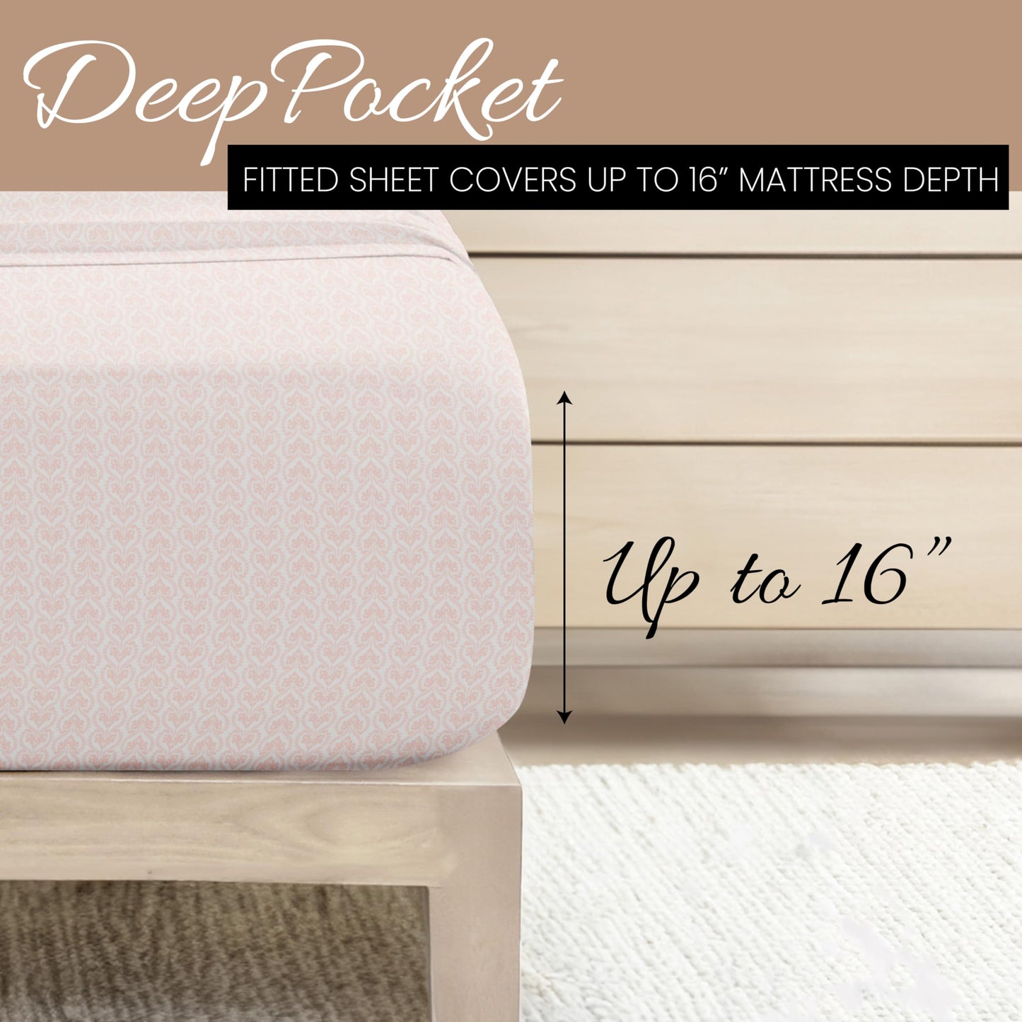 Linen Market Patterned Microfiber Full Sheet Set 4 Piece – Oeko-TEX Certified Ultra Soft & Wrinkle-Free - 16" Deep Pocket Sheets - Easy Care Full Size - Classic in Pink