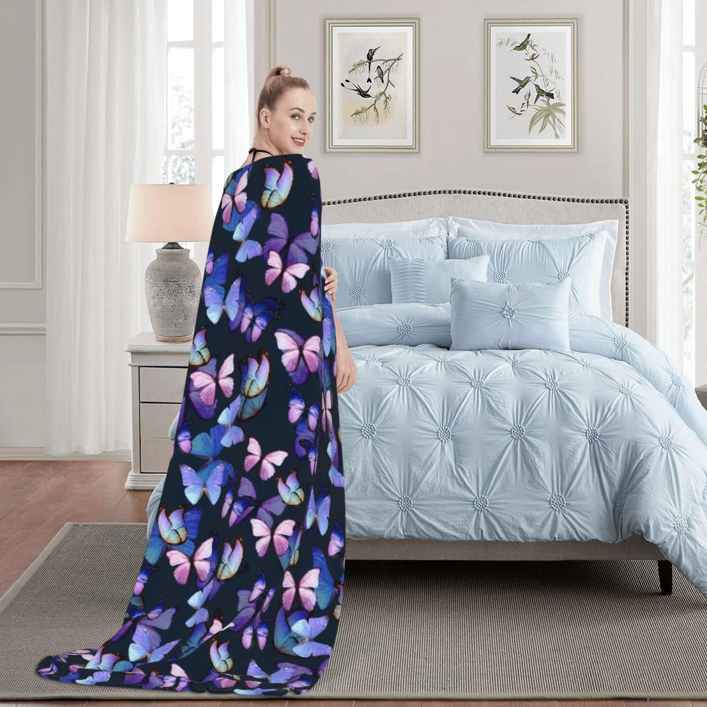 Nmbvcxz Butterfly Throw Blanket Cozy Flannel Fleece Blanket Air Conditioning Blanket for Living Rooms Sofa 50"x40"