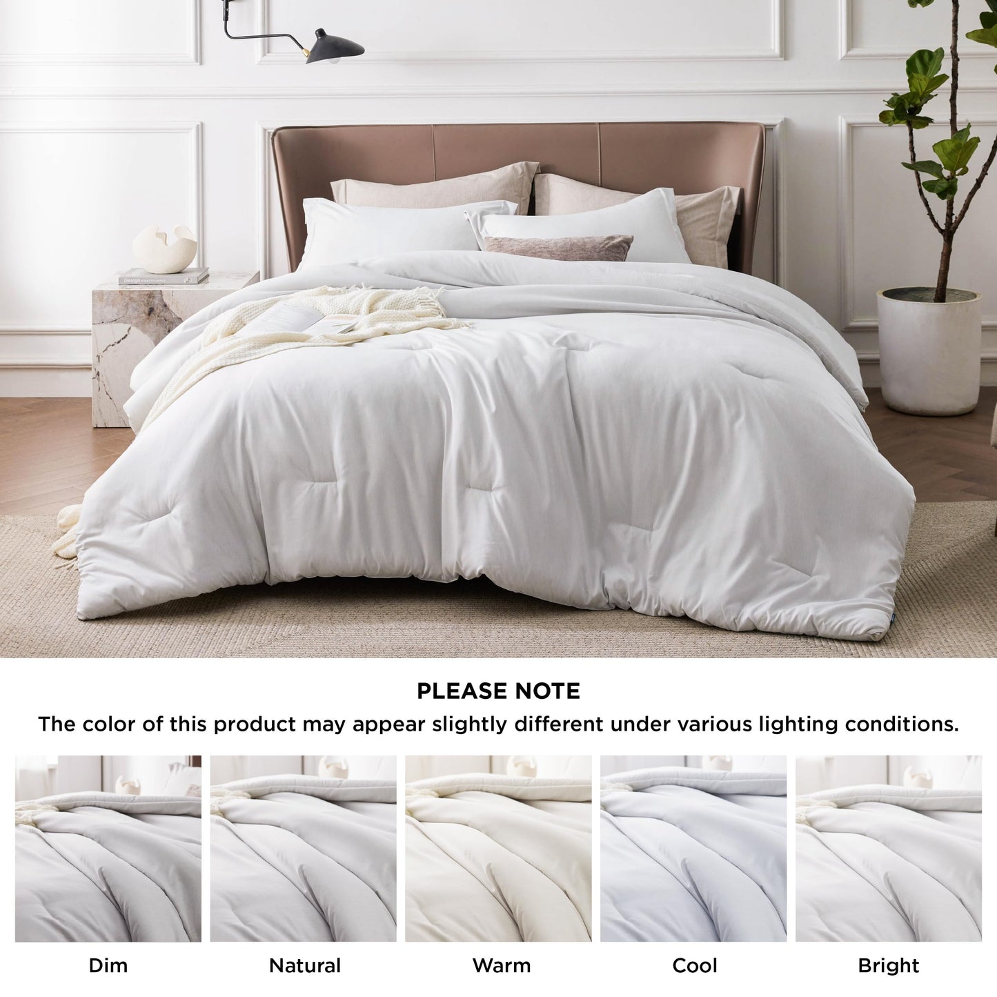 Bedsure Oversized King Comforter Set - Grayish White Soft Bedding for All Seasons, Cationic Dyed Bed Set, 3 Pieces, 1 Oversized King Size Comforter (120"x98") and 2 Pillow Shams (20"x36"+2")