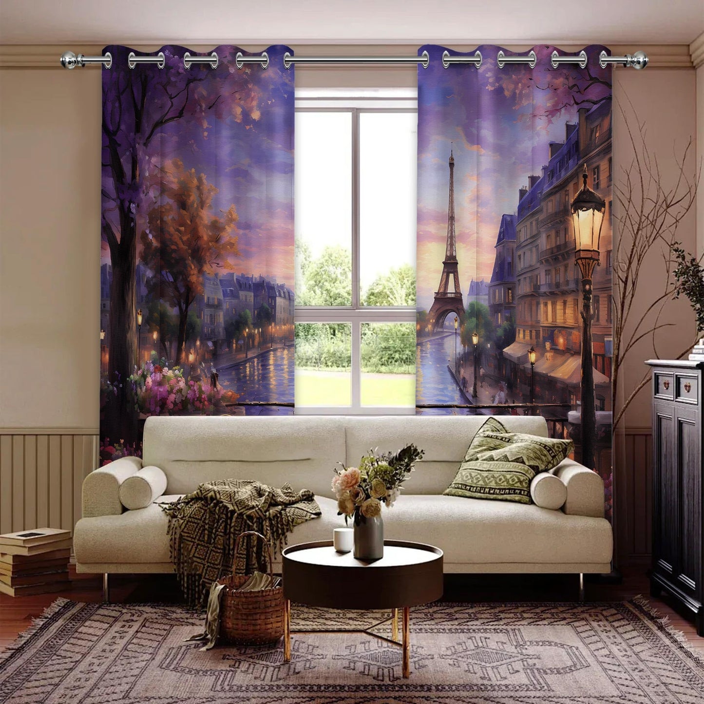 Lvetong Lvtong Vintage Paris Blackout Curtains, 52" W x84 L inch, 2 Panels