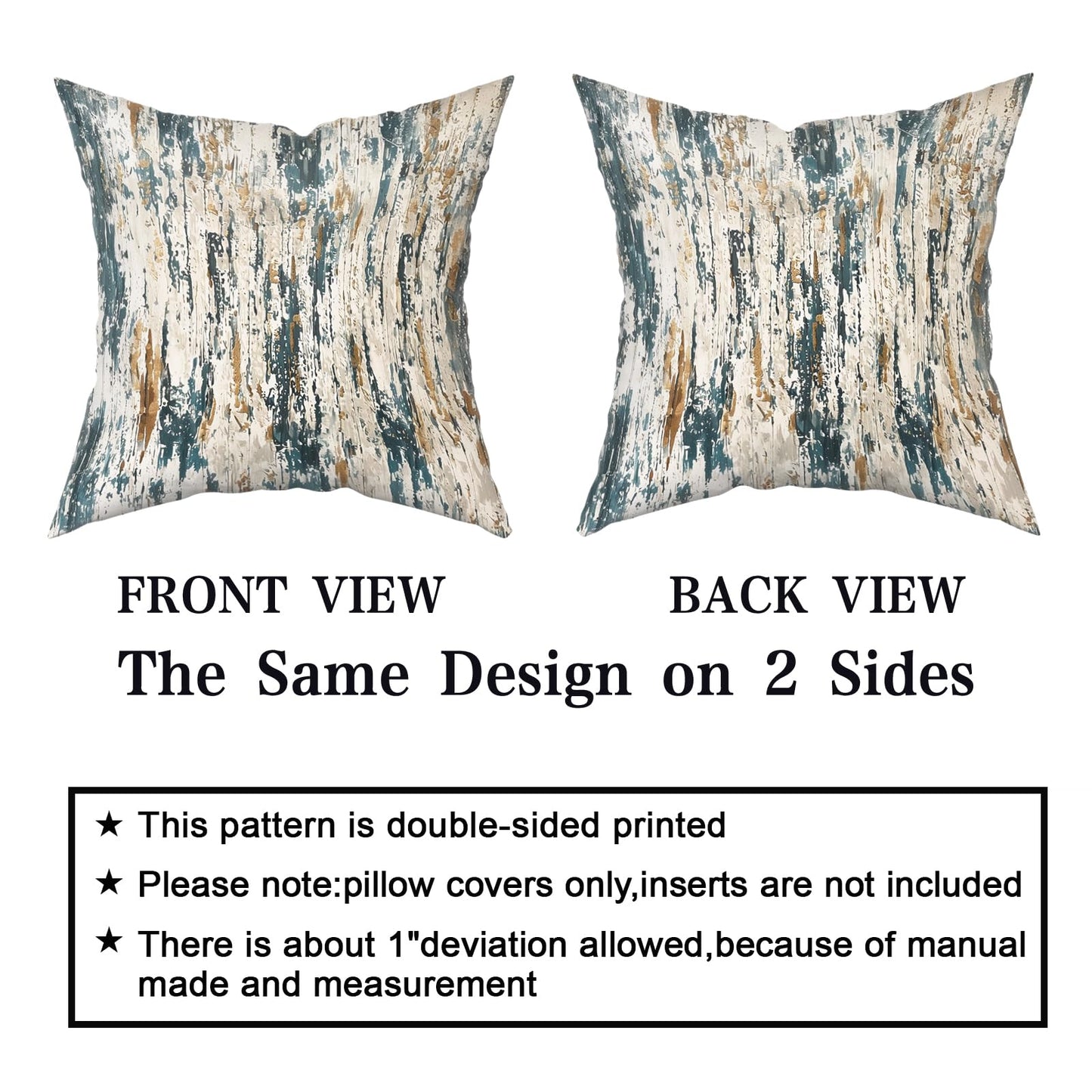 Giwawa Teal Gold Stripes Pillow Covers - Set of 2 Abstract Ink Line Throw Pillow Cover Modern Decorative Cushion Covers Minimalist Pillow Case Home Decor for Sofa Bed Living Room 18 x 18 inch