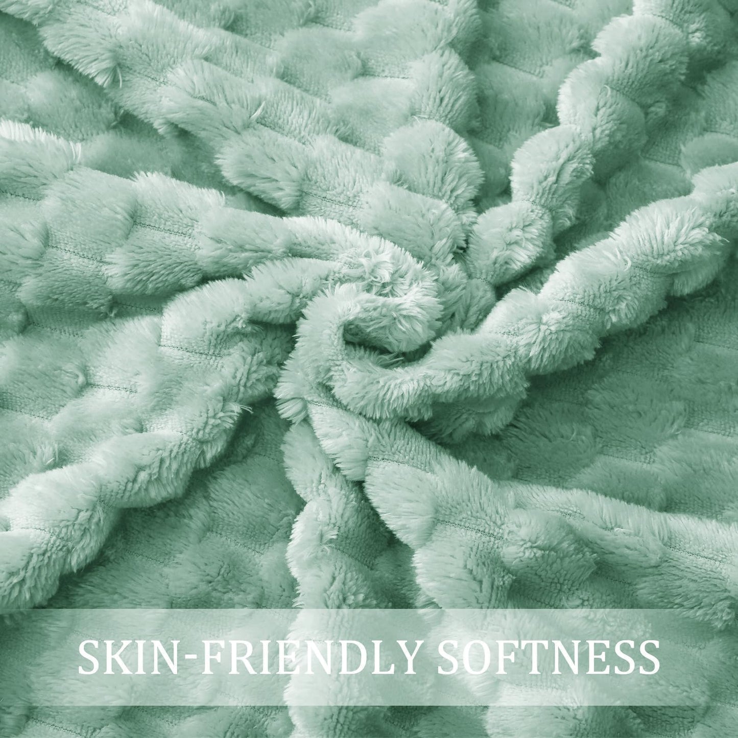 Exclusivo Mezcla Extra Large Fleece Throw Blanket for Couch, 50x70 Inches Stylish Jacquard Soft Throw Blanket, Fuzzy Cozy Lightweight for All Season, Sage Green