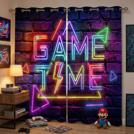 Gaming Blackout Curtains for Boys room, Kids Gamer Bedroom Drapes 42W x 45L