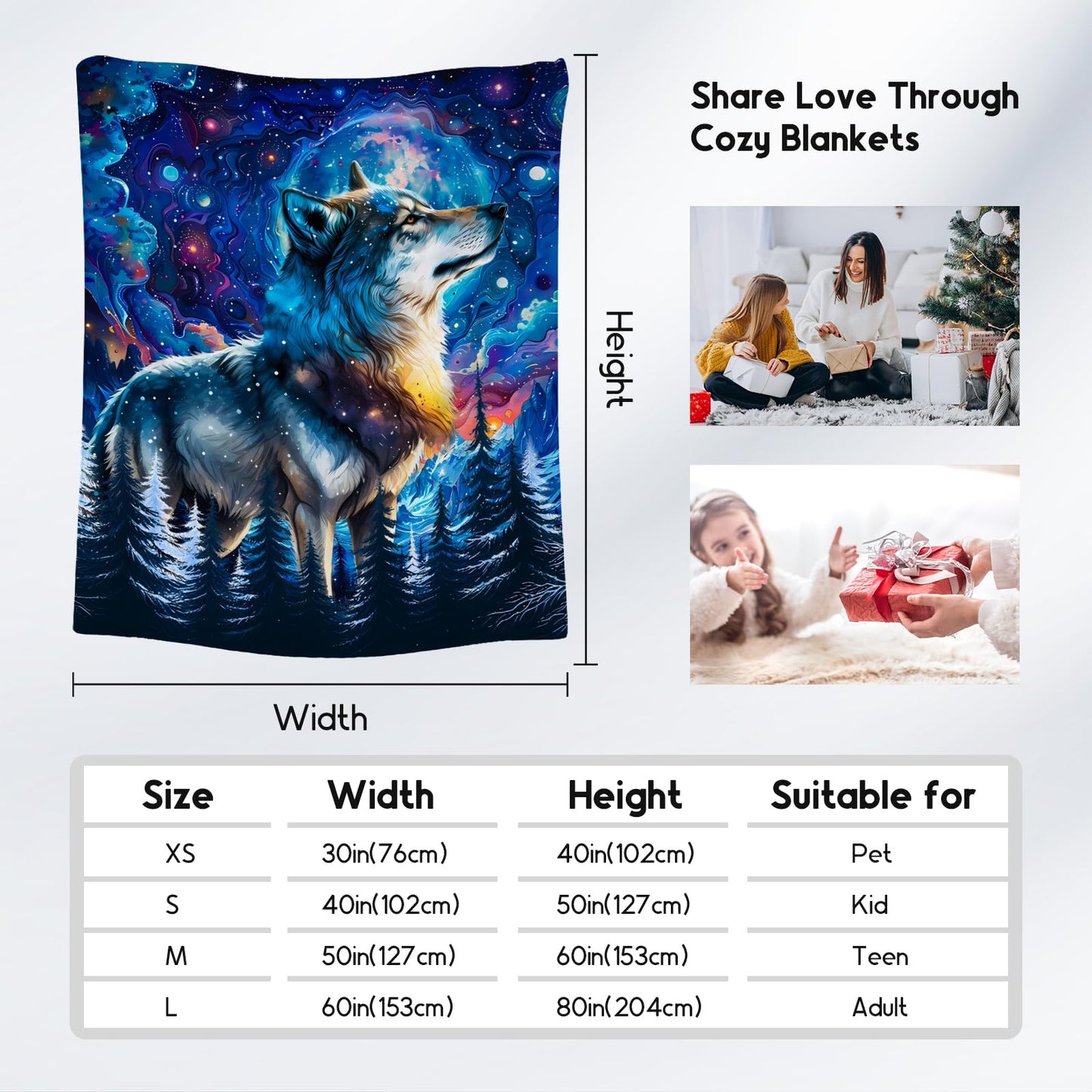 Boys Blanket Wolf Blankets Gifts for Kids - Flannel Soft Cool Throws for Office, Sofa - 30"x40"