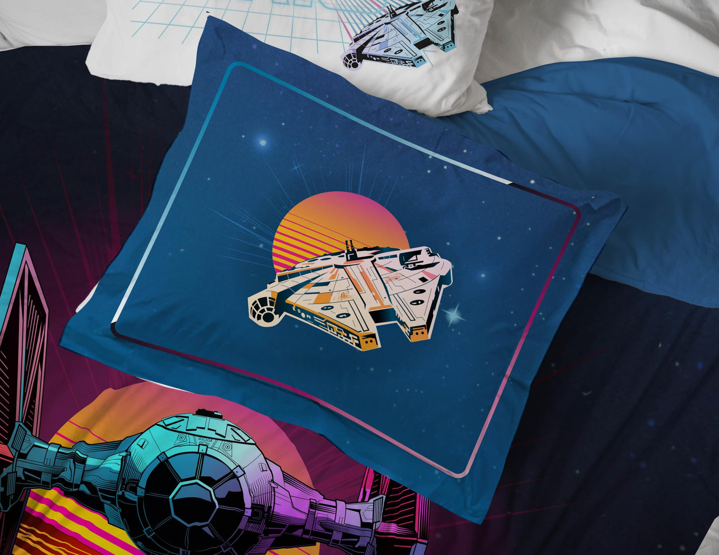 Jay Franco Kids Comforter Set Includes Sheets and Pillow Covers - Soft and Cozy Bed Set for Stylish Room Decor, Blue - Star Wars 02, 5 Piece Twin Size Bedding