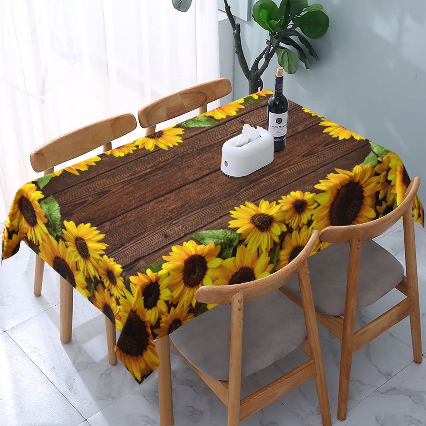 Worltoldb Sunflower Tablecloths Polyester Table Cloth for Kitchen Dinning Table Washable Table Cover for Parties Wedding Picnic Farmhouse