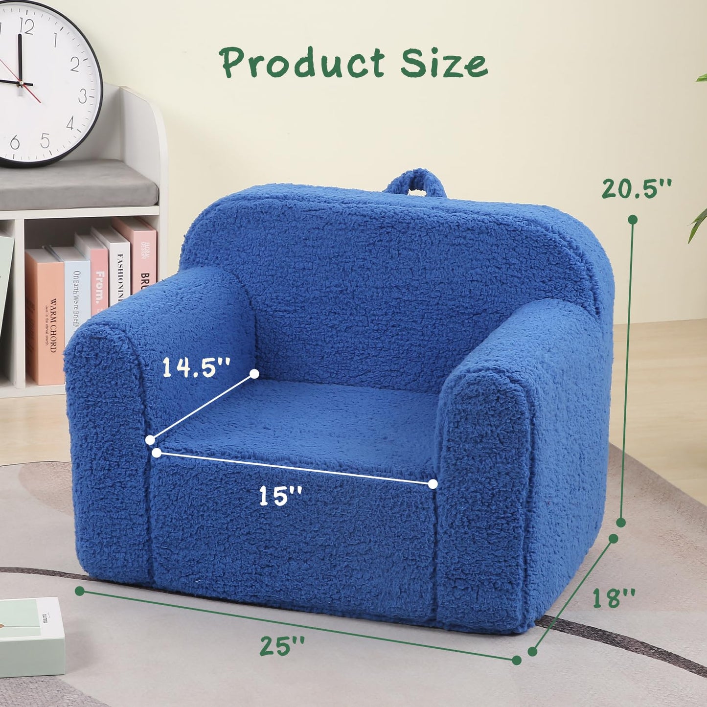 MOMCAYWEX Kids Snuggly-Soft Sherpa Chair, Cuddly Toddler Foam Chair for Boys and Girls, Sky Blue