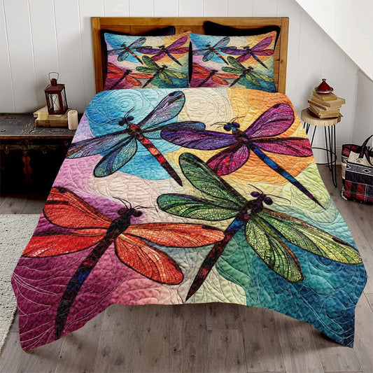 LUSHIS Patchwork Quilt Set, Patchwork Throw Bedspread Bed Sets - Animals Coverlet Sets All Season Soft Microfiber Lightweight Bedding Set (Dragonfly #3)