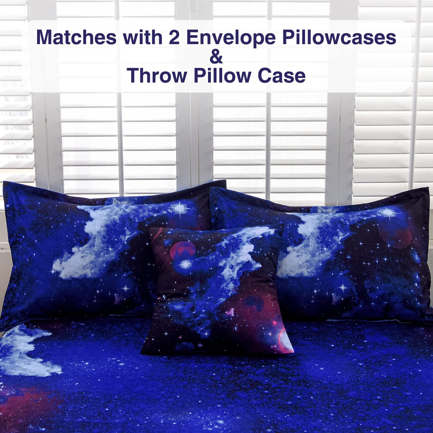 A Nice Night Galaxy 6Pcs Bedding Sets Outer Space Comforter Bed in a Bag 3D Printed Quilt,for Children Boy Girl Teen Kids,Full 6Pcs