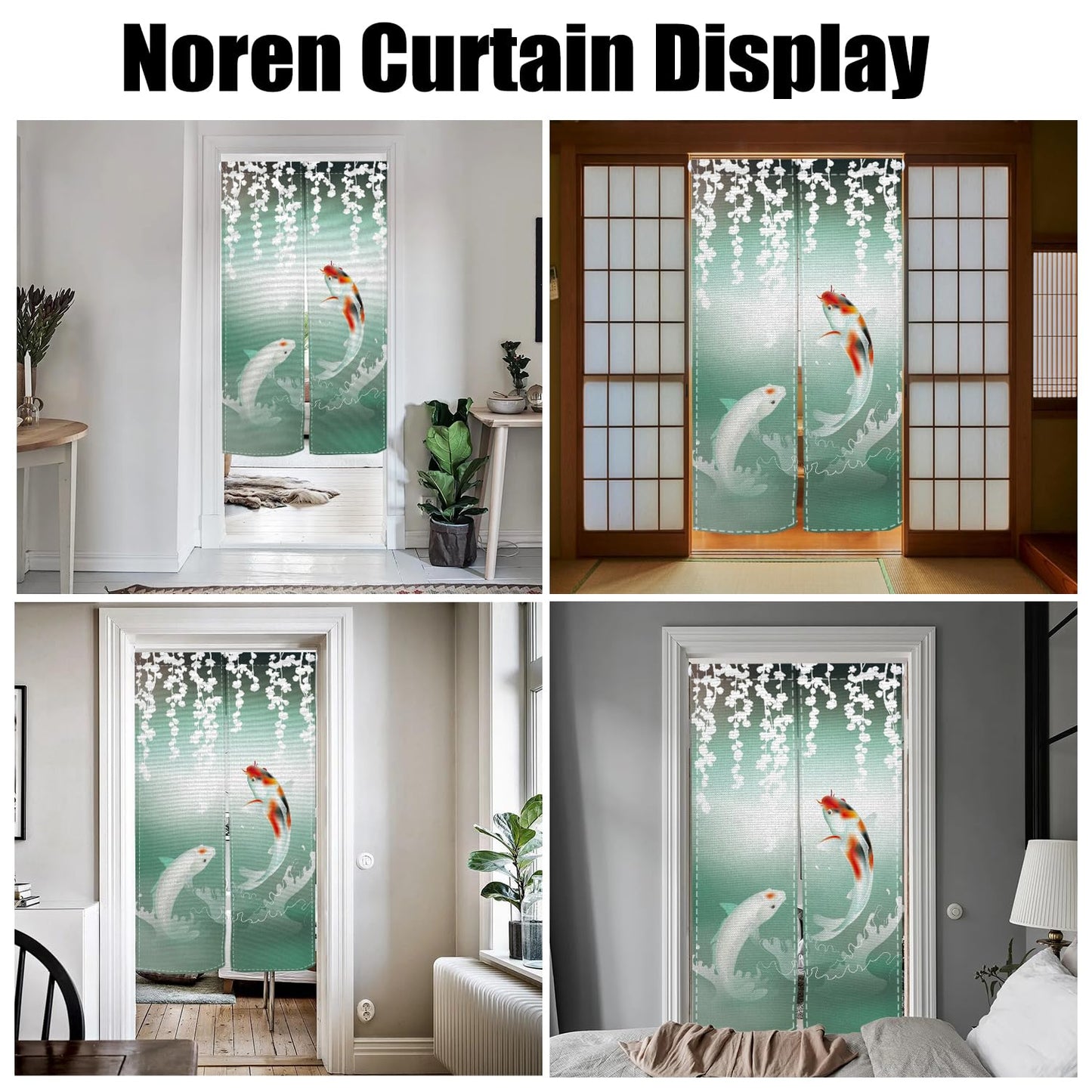 XMJJKUF Japanese Noren Doorway Curtain Japanese Style Door Kitchen Curtains Kio Fish Printed Window Treatment Door Tapestry Panel for Ukiyoe Room Divider Home Bar Decorations,33.5"x 70.9"