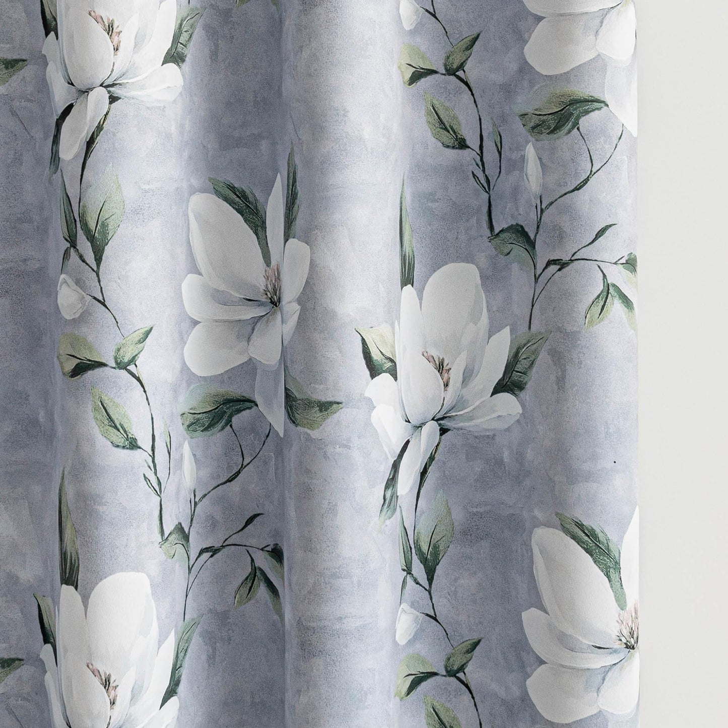MYSKY HOME Floral 95% Blackout Curtains 84 Inches Long 2 Panels Set for Living Room - Thermal Insulated Black Out Flower Pattern Printed Drapes Grommet Top Bedroom, 52" W Each Panel, Light Grey