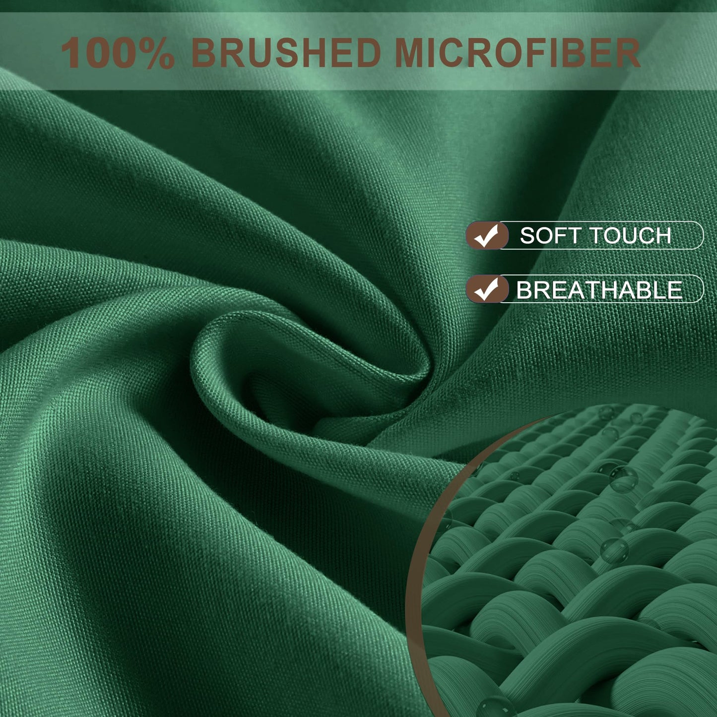 FreshCulture Queen Fitted Sheet - Hotel Quality, Ultra Soft & Breathable Brushed Microfiber, Deep Pocket, Cooling Fitted Sheets for Queen Size Bed (Dark Green)