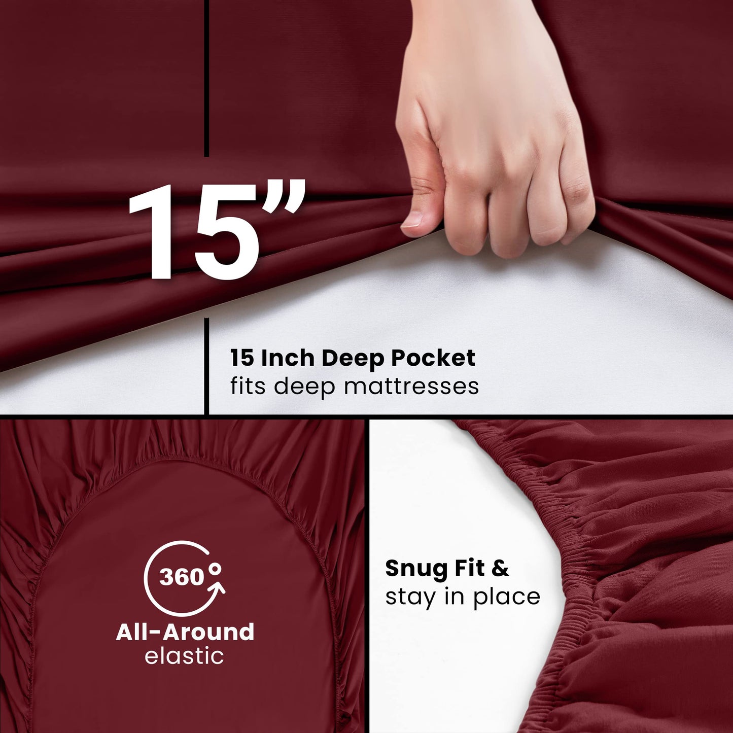 Utopia Bedding Full Fitted Sheet - Bottom Sheet - Deep Pocket - Soft Microfiber - Shrinkage and Fade Resistant - Easy Care -1 Fitted Sheet Only (Red Burgundy)
