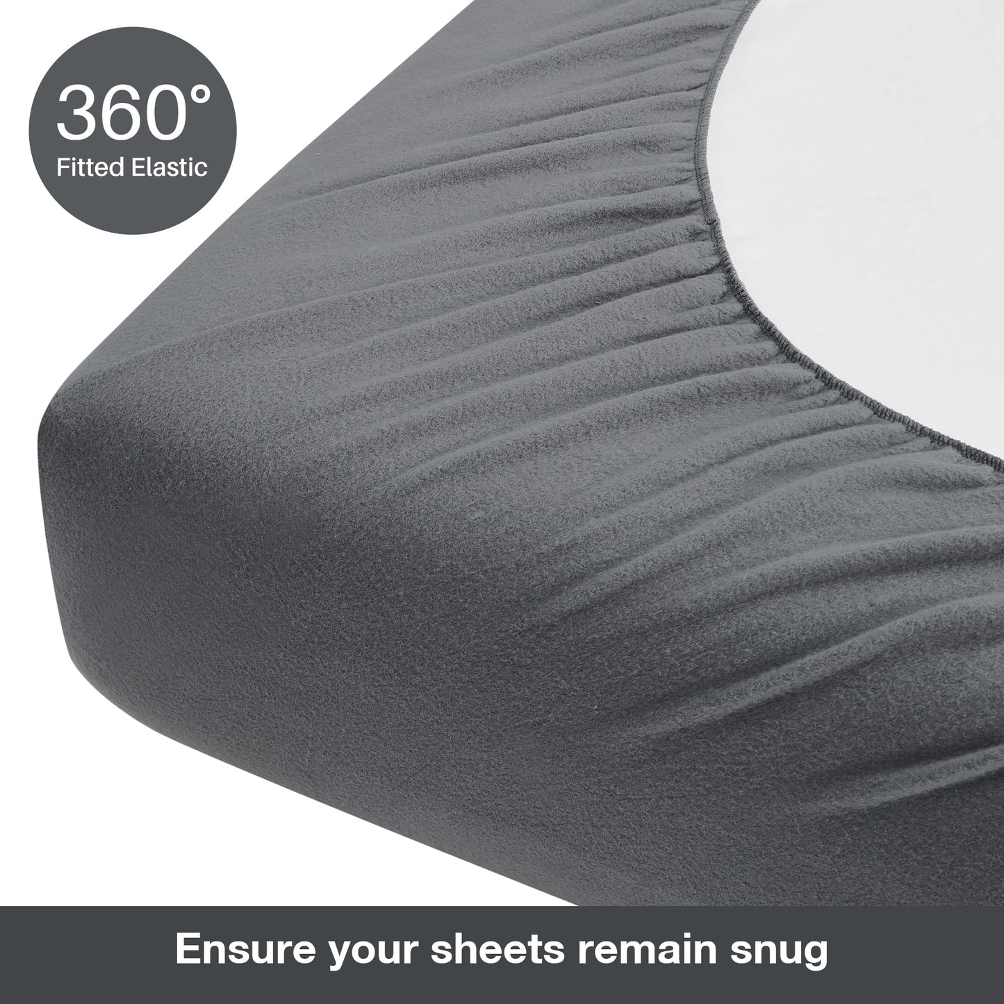 Viviland Plush Micro Fleece Full Bed Sheet Set - Soft Polar Fleece Velvet Sheets - Extra Warm Winter Flannel Bed Sheets with Deep Pocket - Dark Gray - Full