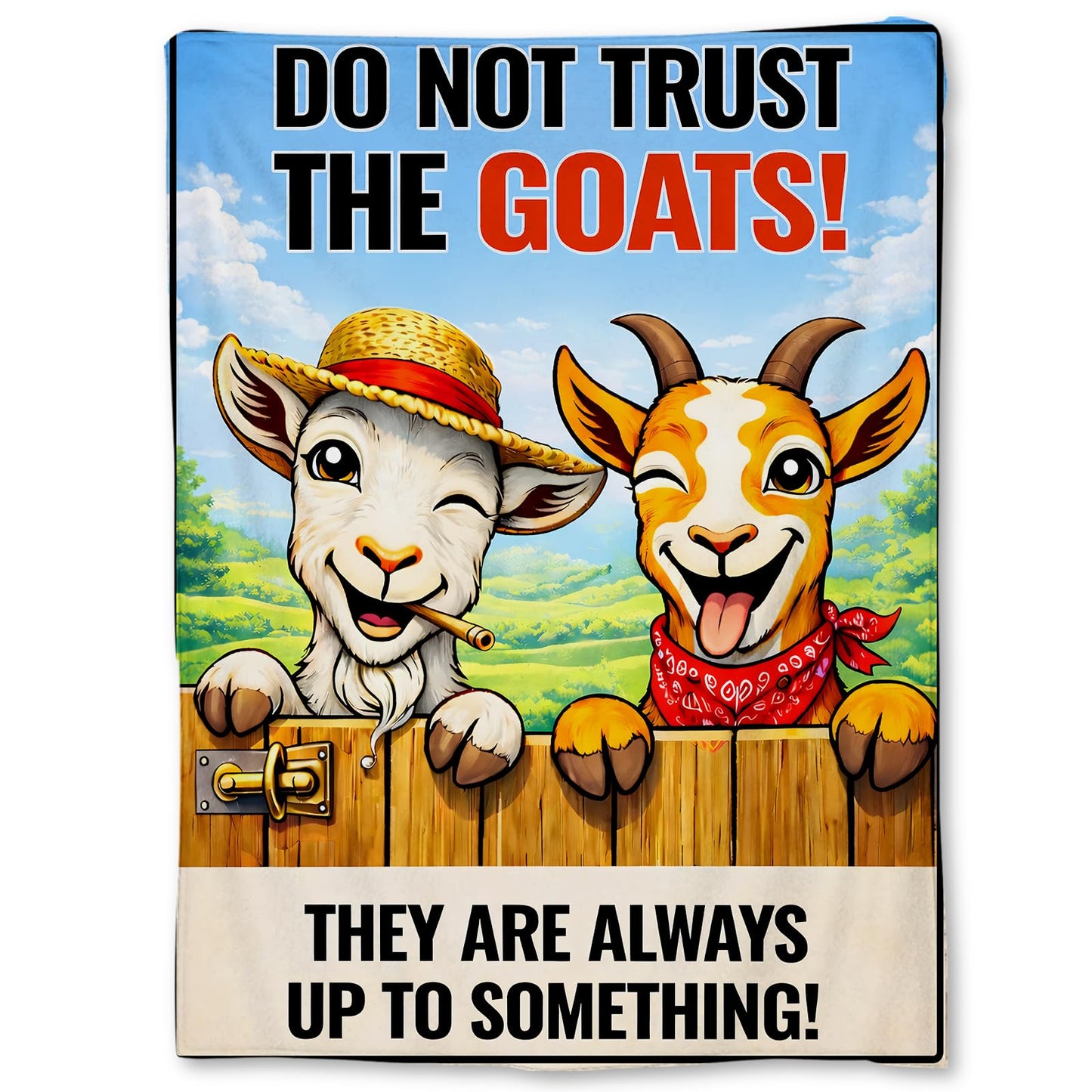 Ti Caldi Funny Goat Blanket Gifts, Humor Cute Cartoon Farm Animal Flannel Throw Blanket for Couch, Bed, Travel & Decor, Humor Rustic Cozy Lightweight Warm Blankets for Women Kids Teens 60×50 in