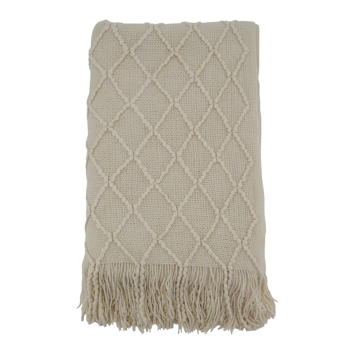 SARO LIFESTYLE Knitted Throw Blanket, Ivory, 50"x60" (TH401.I5060)