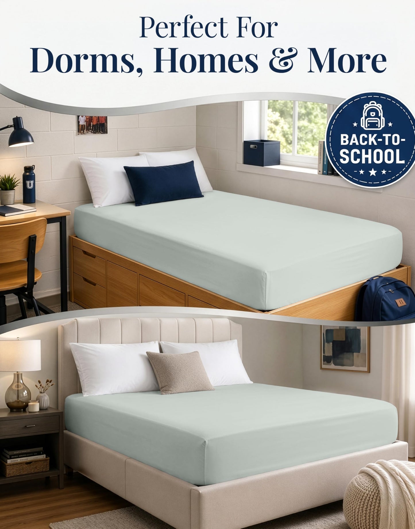 Fitted Full Sheet Only - Jersey Knit, 4 Way Strong Elastic Hem - Deep Pocket Cover, Designed for Mattresses Upto 15" Thick – Supports a Restful Sleep - Ultra Soft, Machine Washable & Durable - Mineral
