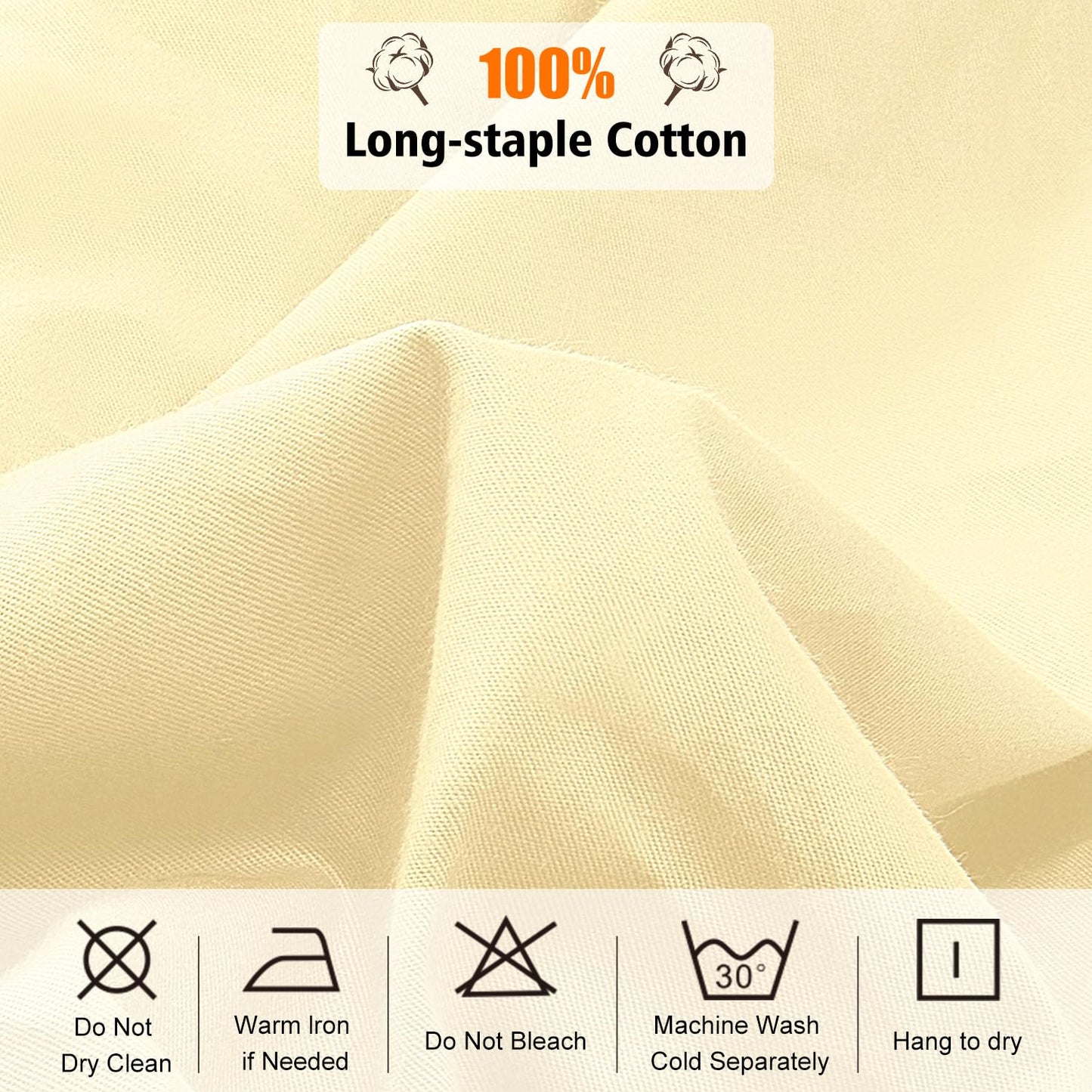 Lirex Cotton Queen Fitted Sheet Only, 300 Thread Count Soft Breathable, 8-10" Deep Pocket Sheet for Hotel Home, Cream White