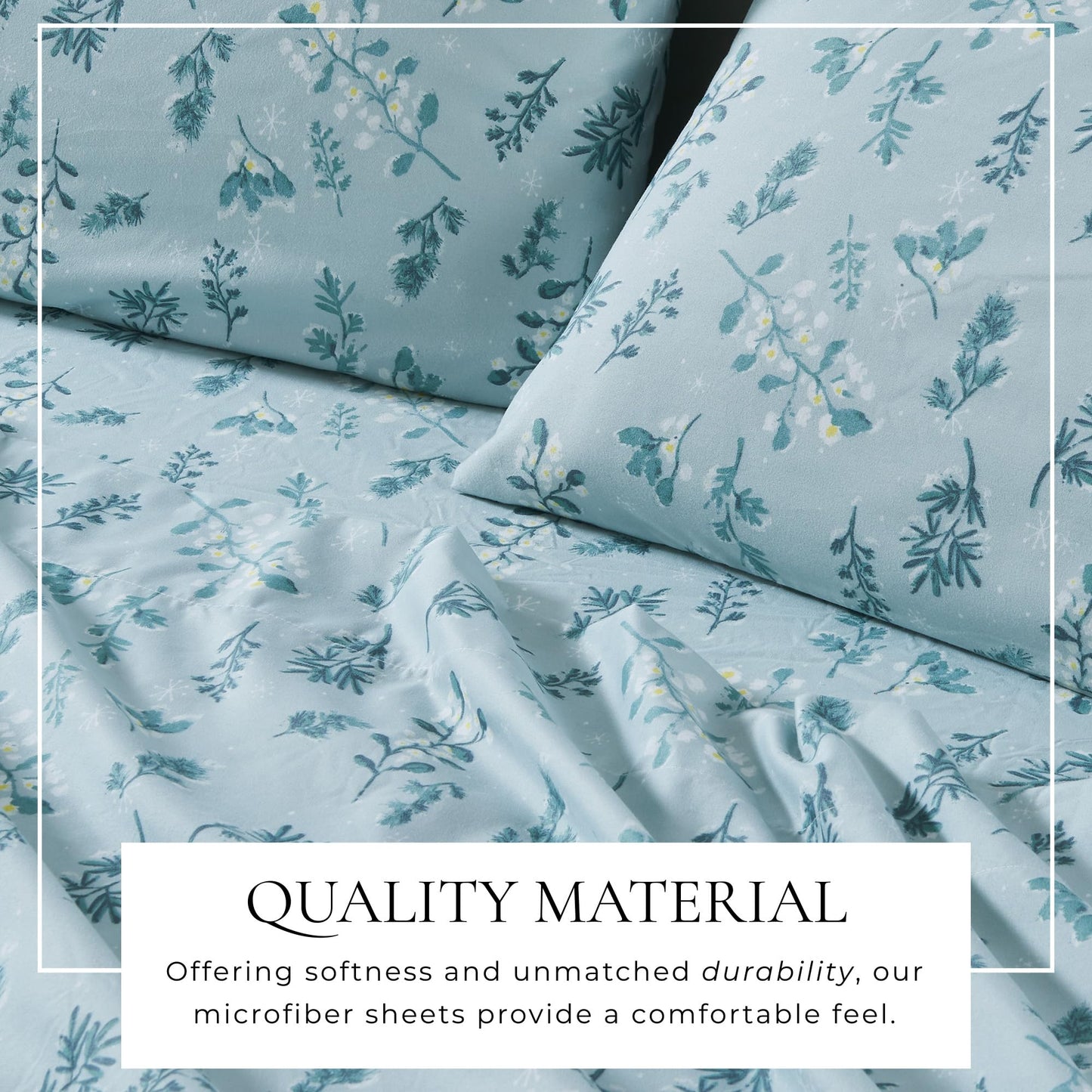 Great Bay Home King Size Floral Microfiber Sheet Set - 4-Piece Ultra-Soft, Brushed Bedding Sheets & Pillowcases - Wrinkle Free, Comfortable, All-Season Bed Sheets (Snowy Botanical)