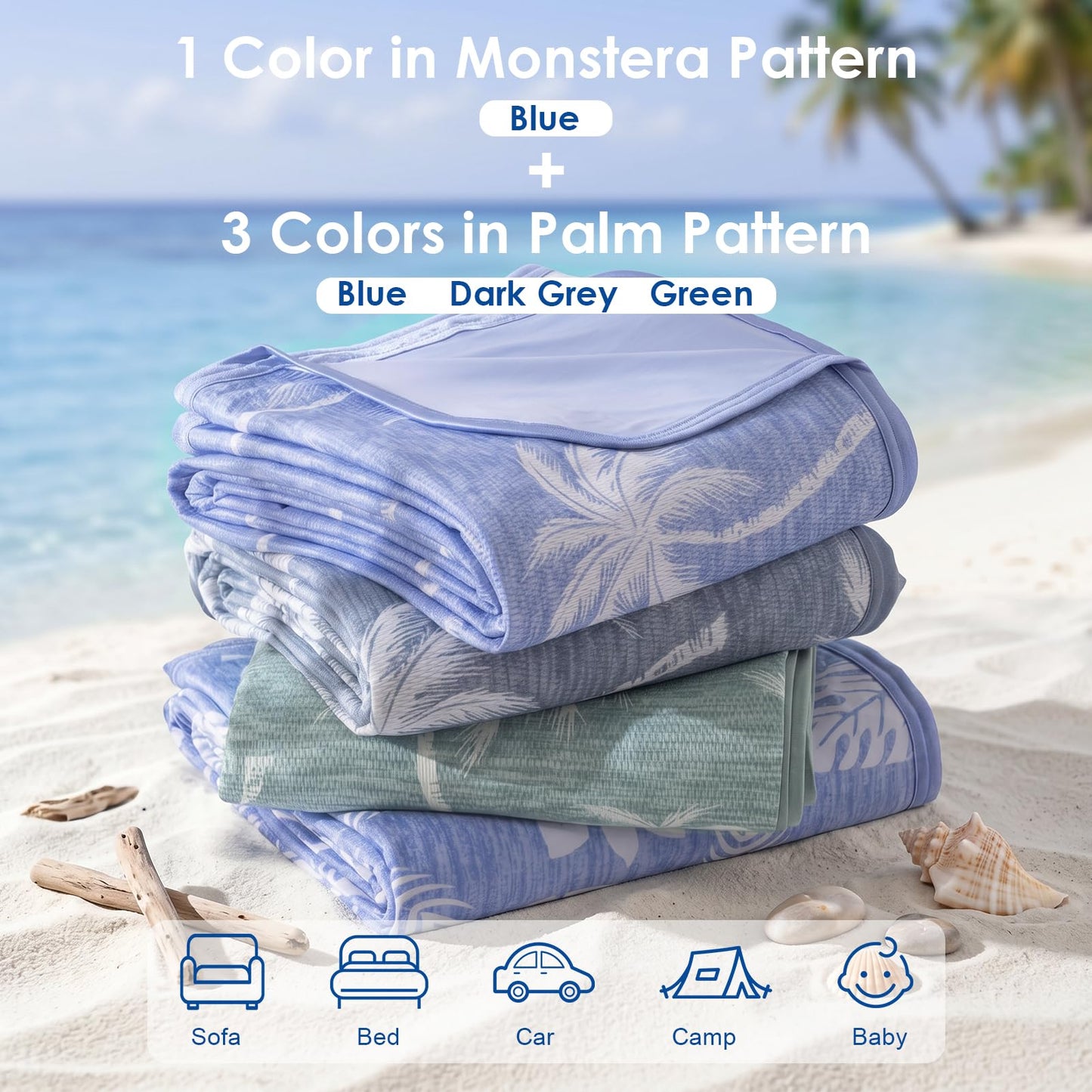OMERAI Cooling Blanket for Hot Sleepers & Hot Flashes, Queen Size Lightweight Cooling Summer Throw Blanket，Double-Sided Cooling Effect, Breathable & Soft Summer Throw Blanket for Bed, 90"x90" (Blue)