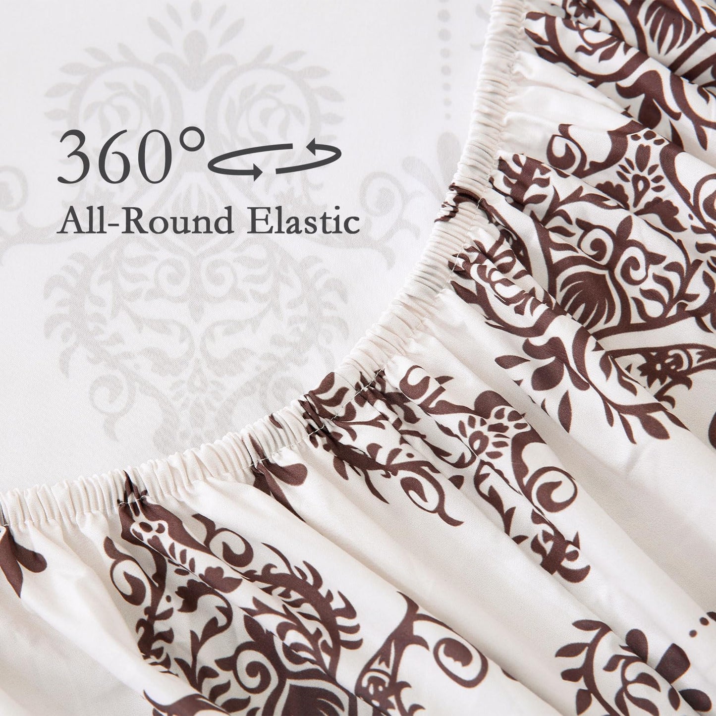 ChicView King Size Paisley Printed Sheet Set,4 Pieces Boho Style Breathable Soft Microfiber Bedsheets, Anti Pilling Deep Pockets Easy Care Bed Sheets, Brown