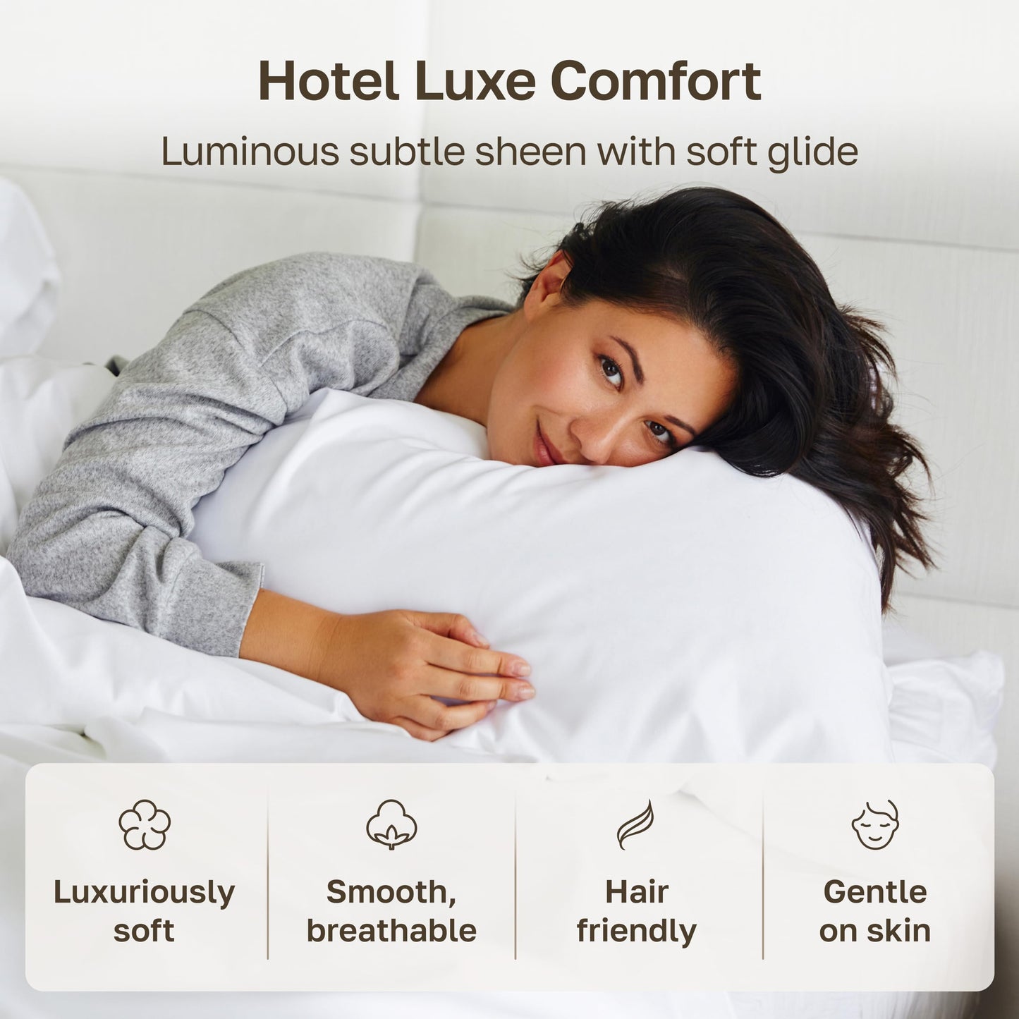 Heirloom Soft, Smooth & Thick Certified 800 Thread Count 100% Cotton Sateen, 2 King Size Pillow Cases, Fits King Pillows (Bright White)