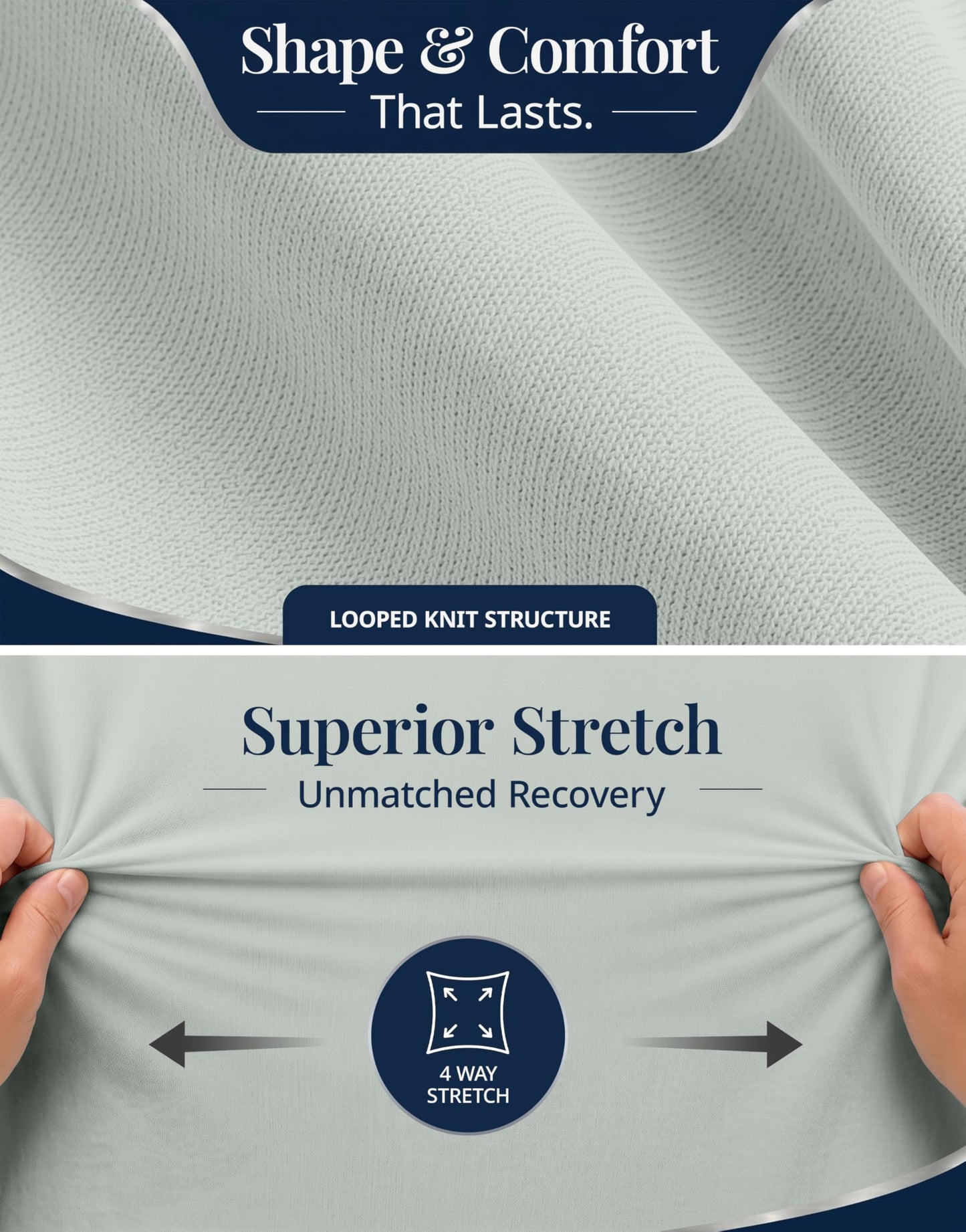 Fitted Full Sheet Only - Jersey Knit, 4 Way Strong Elastic Hem - Deep Pocket Cover, Designed for Mattresses Upto 15" Thick – Supports a Restful Sleep - Ultra Soft, Machine Washable & Durable - Mineral
