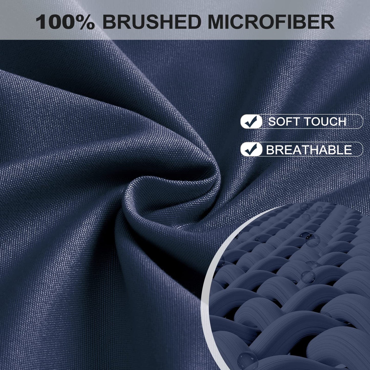 FreshCulture Queen Fitted Sheet - Hotel Quality, Ultra Soft & Breathable Brushed Microfiber, Deep Pocket, Cooling Fitted Sheets for Queen Size Bed (Navy Blue)
