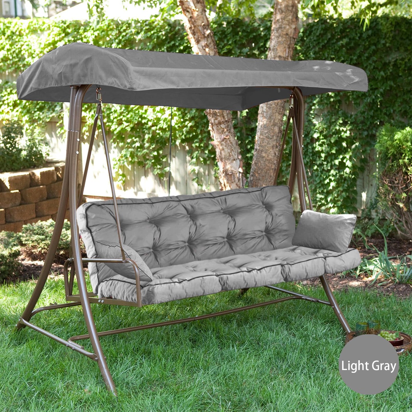 Yehotty Outdoor Swing Cushions Waterproof, Thicken Porch Swing Cushion Replacement, 55 Inch Bench Seat Cushions for Garden Furniture Pad (Gray, 40X55 inch)